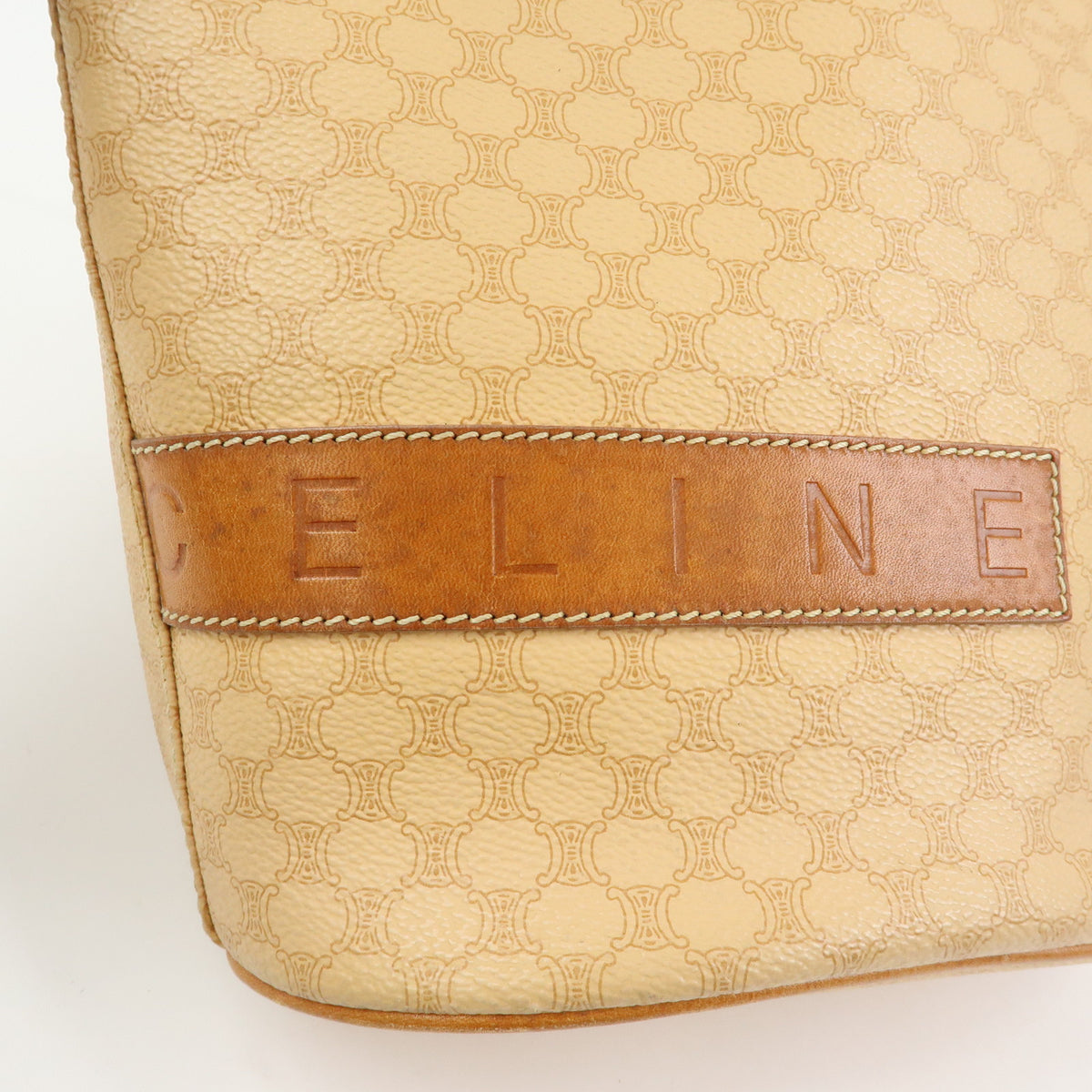 CELINE Macadam PVC Leather Shoulder Bag Tote Bag Beige Brown