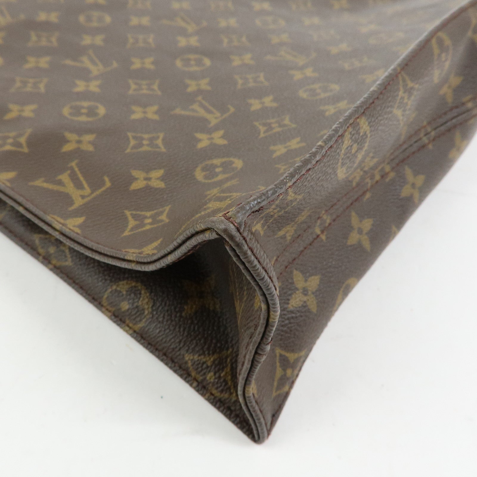 Louis Vuitton Monogram Sac Plat Tote Bag Hand Bag Brown M51140