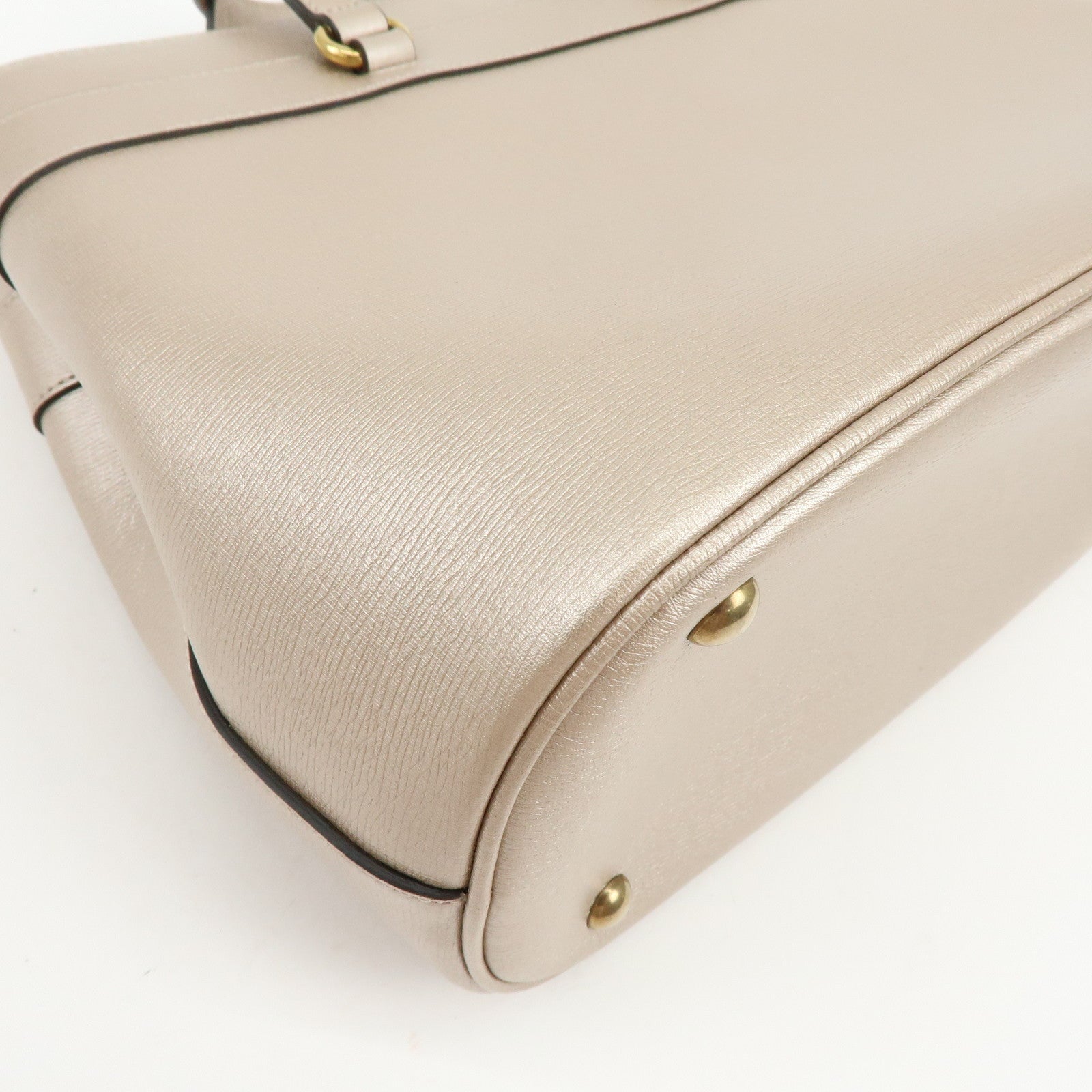 GUCCI Horsebit Leather 2Way Bag Hand Bag Champaign Pink 319795
