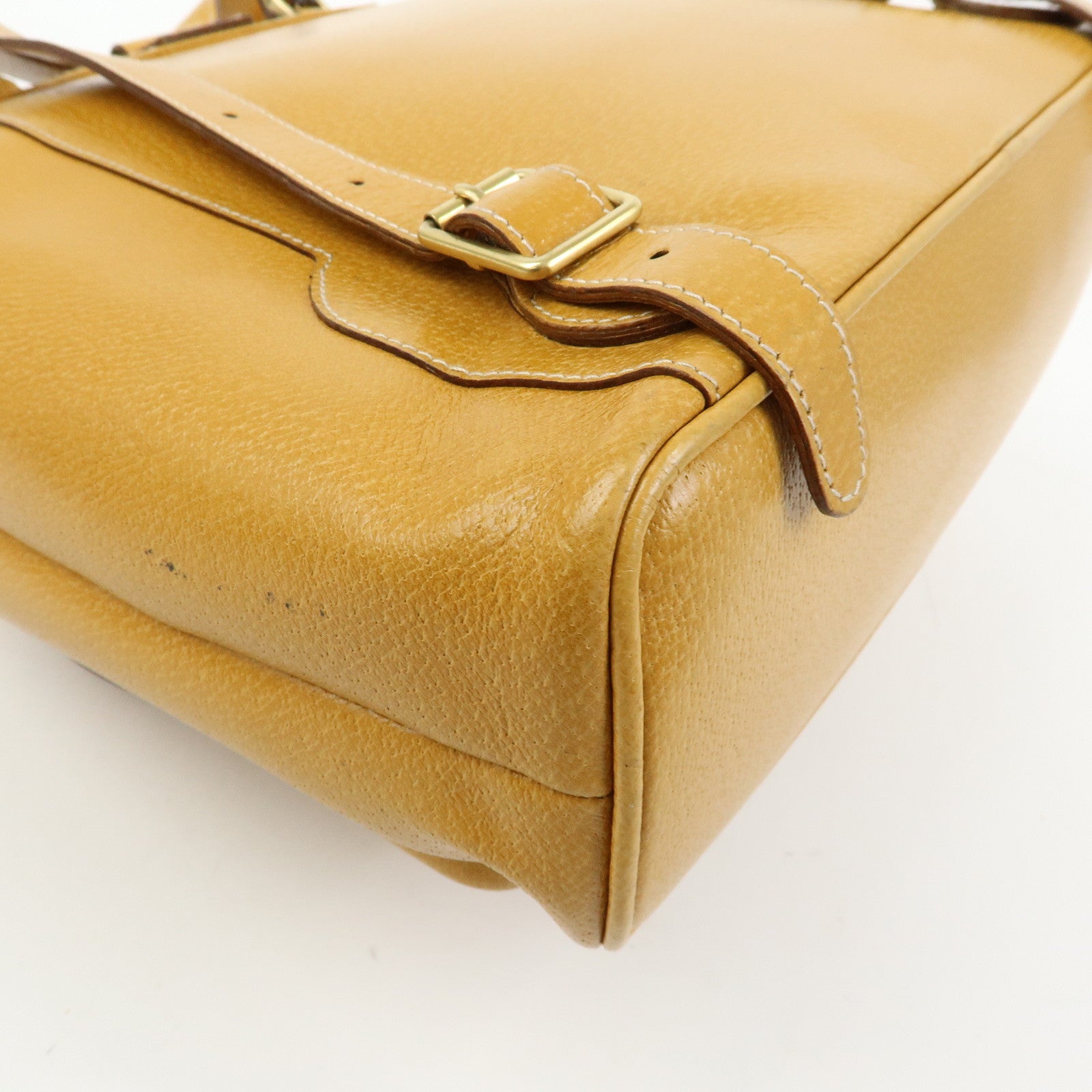 GUCCI Bamboo Leather Backpack Rucksack Mustard 003 1998 0016