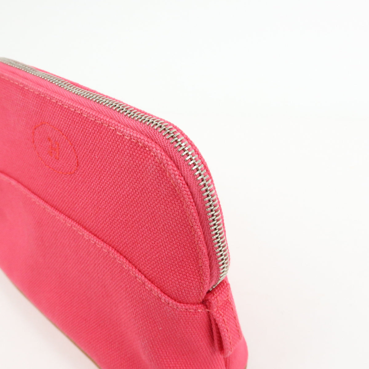 HERMES Bolide Mini Mini 16 Canvas Leather Pouch Pink Brown