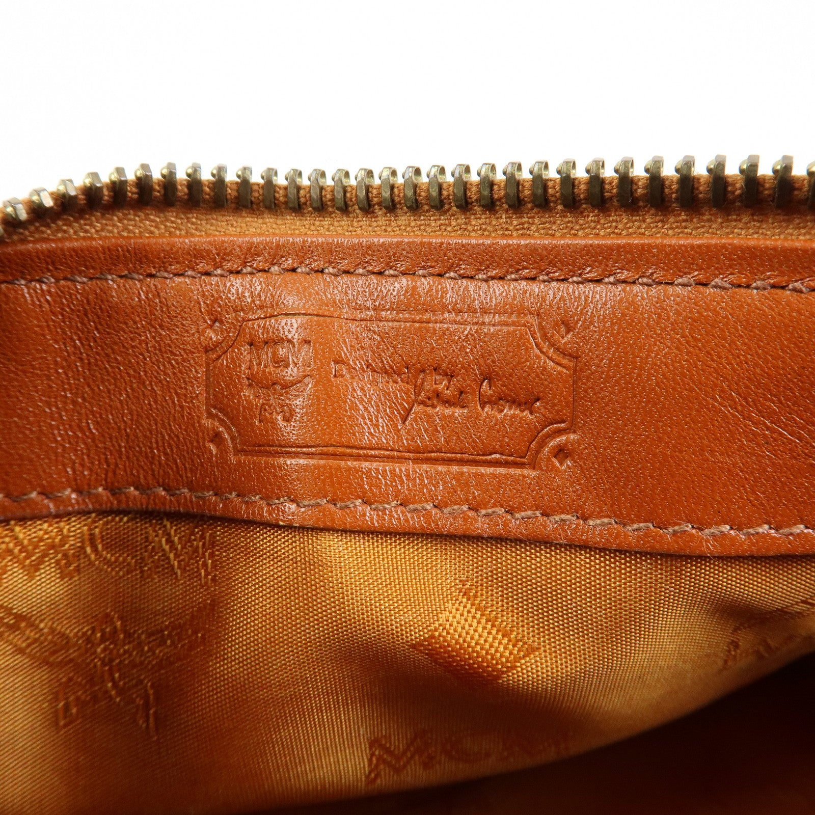 MCM Visetos Leather 2Way Bag Mini Boston Bag Hand Shoulder Bag Brown