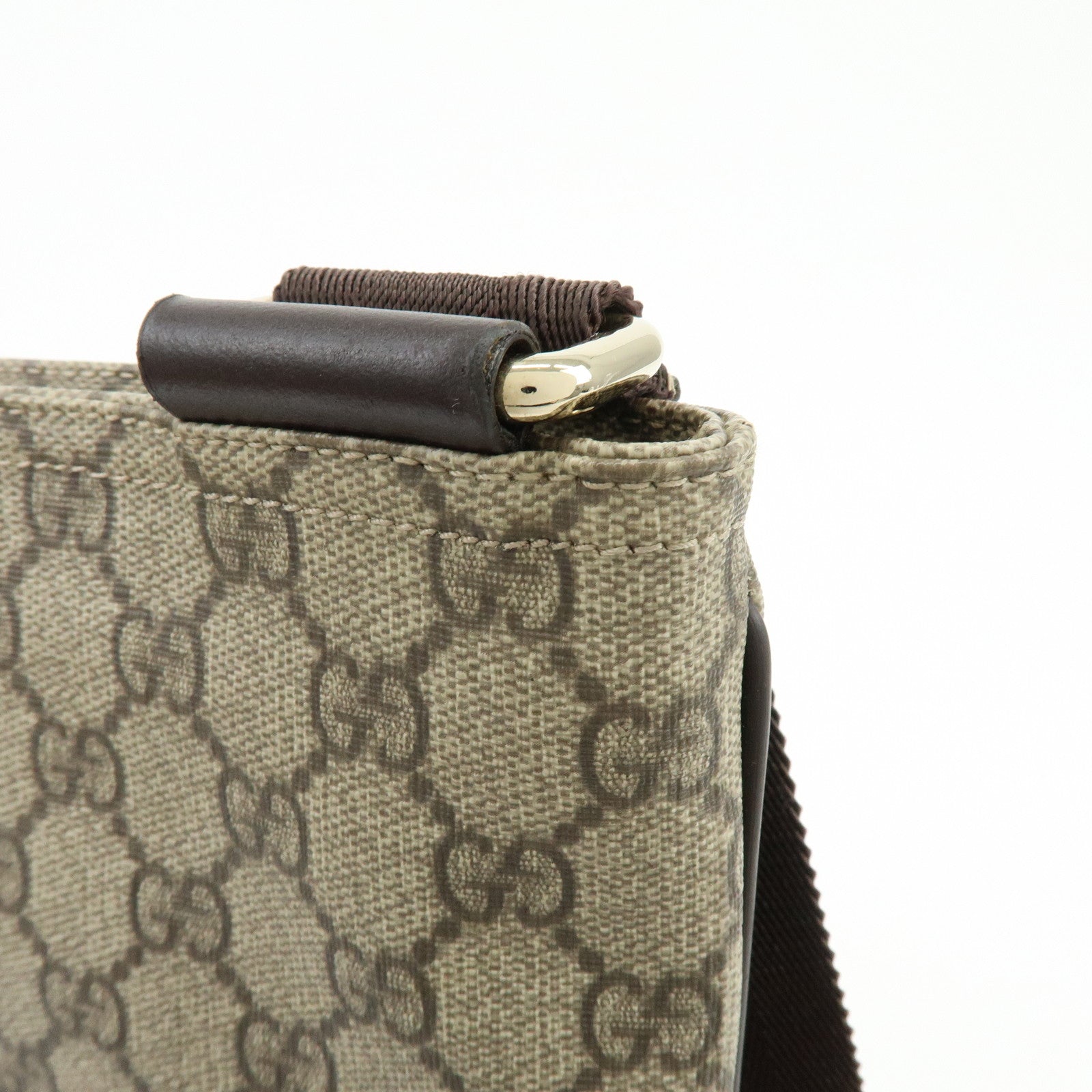 GUCCI GG Supreme Leather Shoulder Bag Crossbody Bag Brown Beige 201446