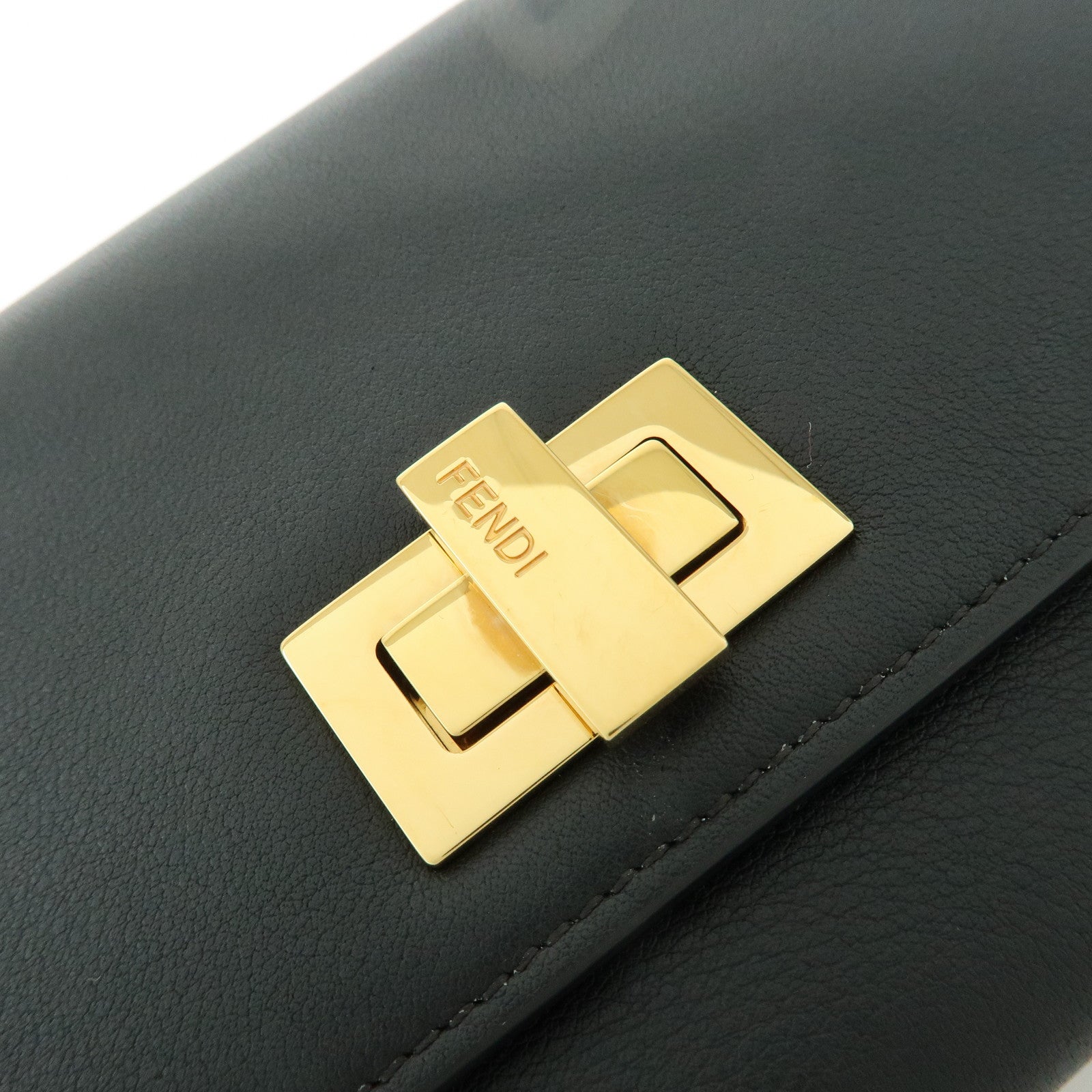 FENDI Peekaboo Leather Long Wallet Continental Wallet Black 8M0308
