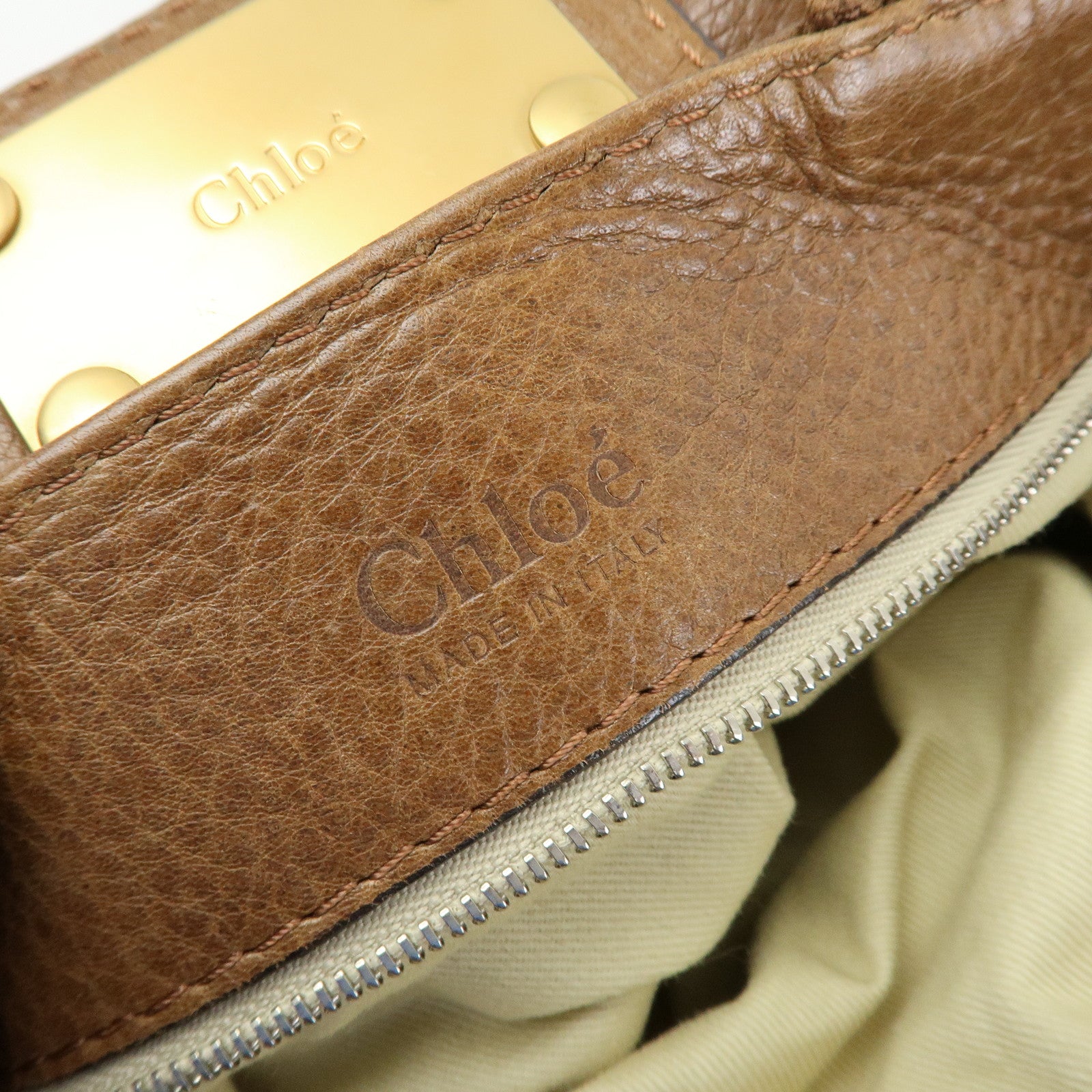 Chloe Paddington Leather Hand Bag Boston Bag Brown