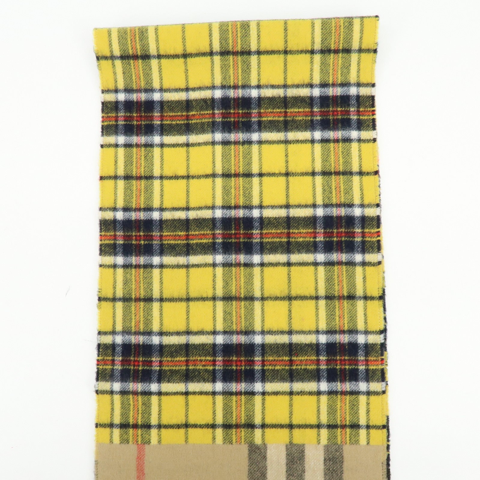 BURBERRY Nova Plaid Wool 100% Scarf Beige Yellow Navy Black Red