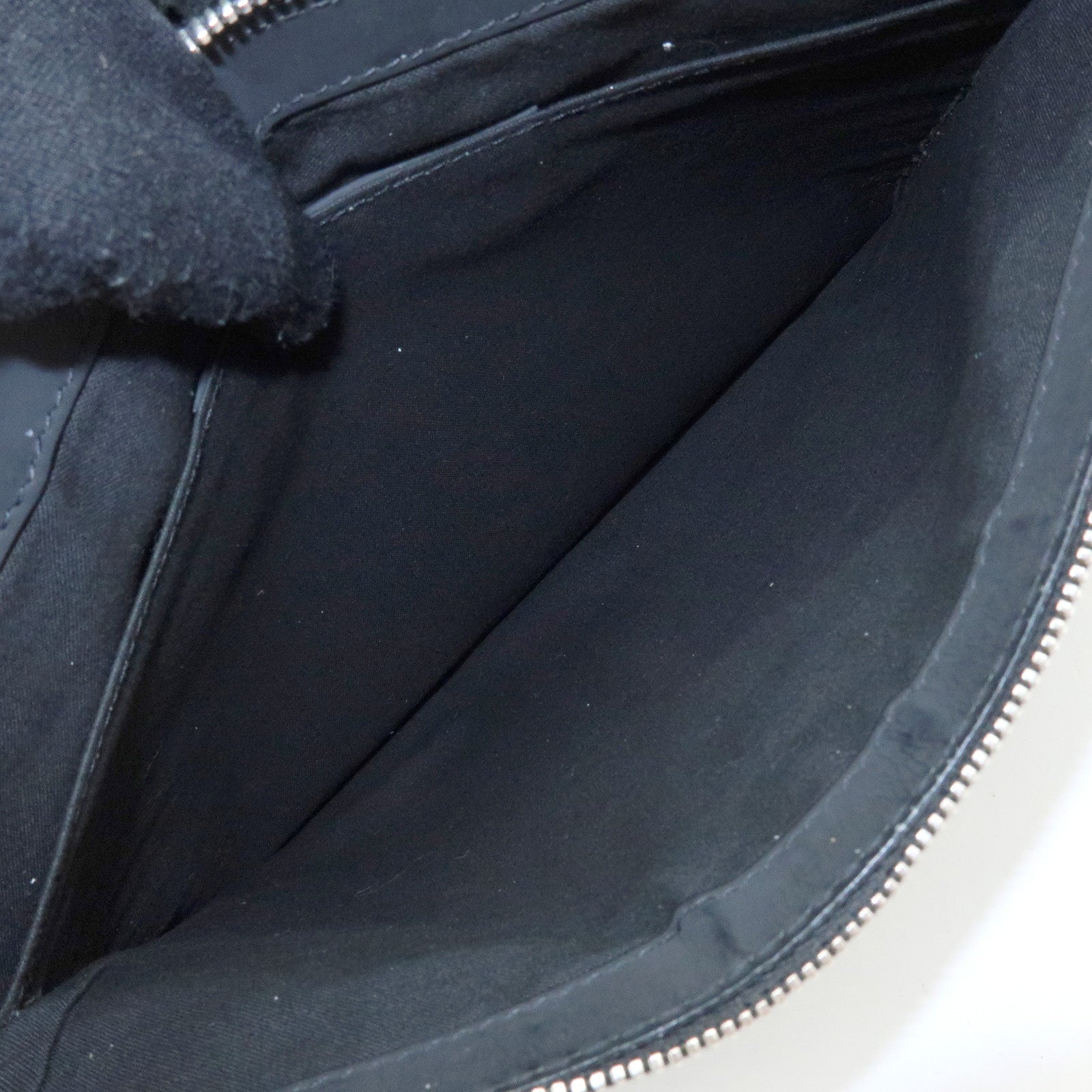 BALENCIAGA Navy Clip M Canvas Leather Clutch Bag Black 373834