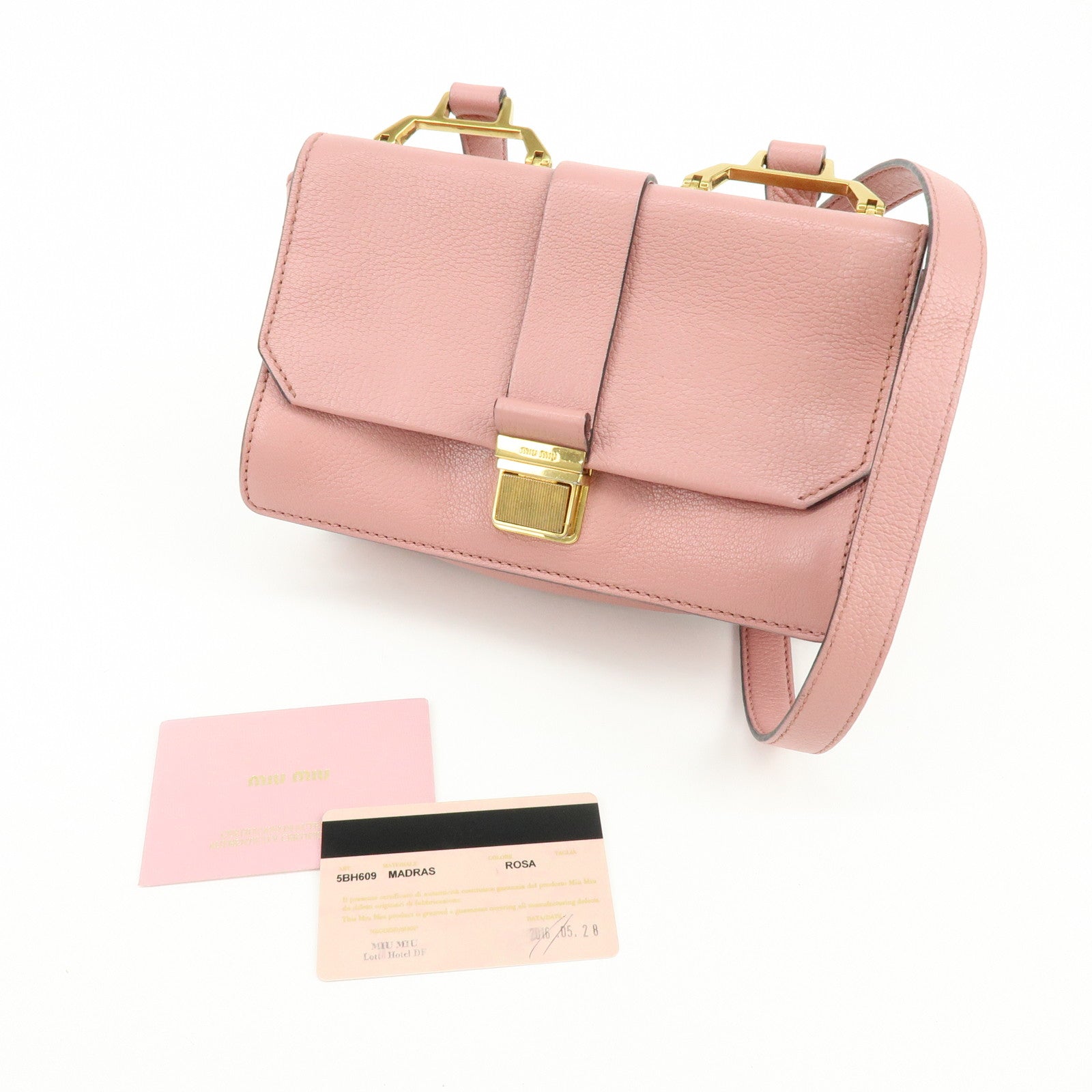 MIU MIU Madras Leather 2Way Bag Hand Bag Shoulder Bag Pink 5BH609