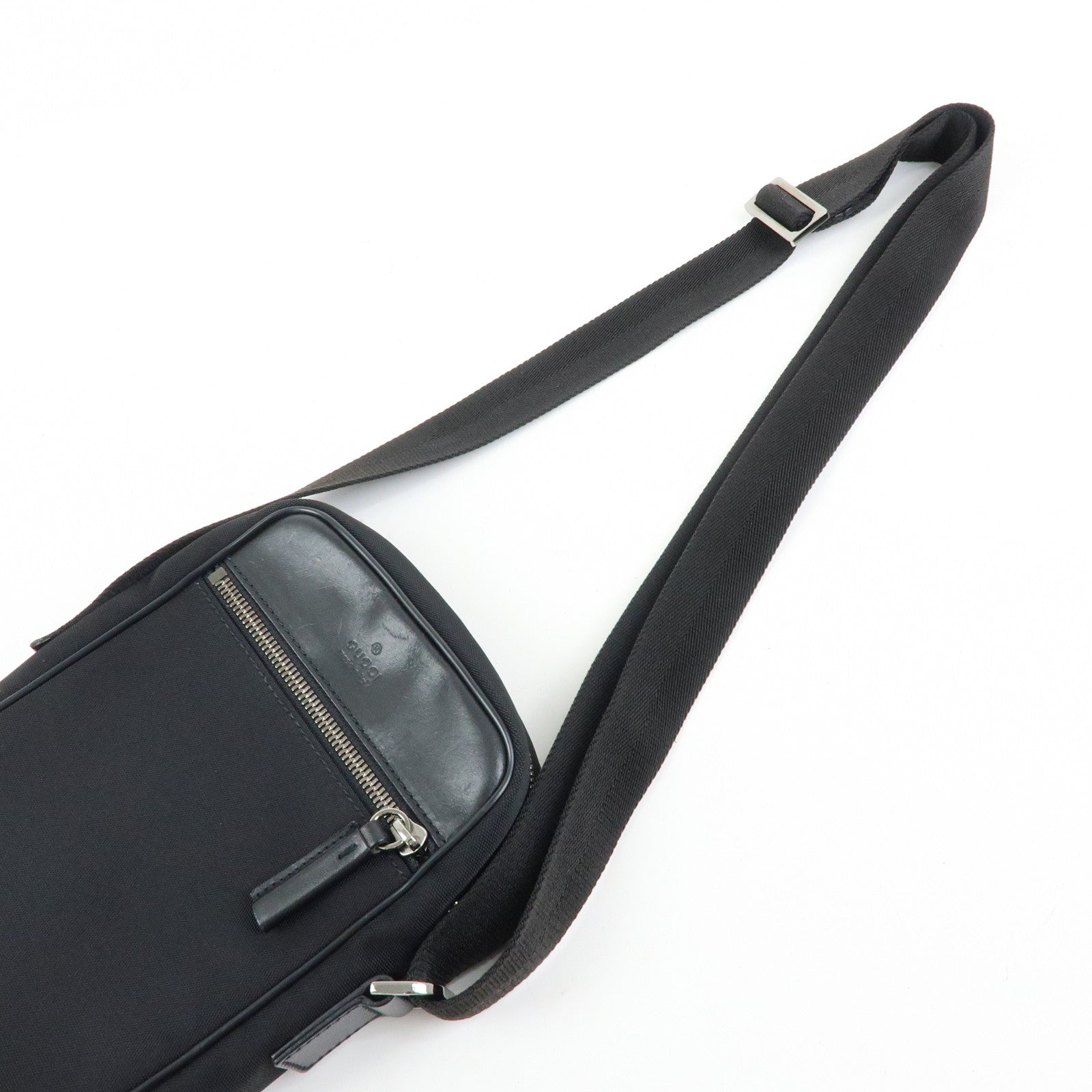GUCCI Logo Canvas Leather Shoulder Bag Crossbody Bag Black 101680