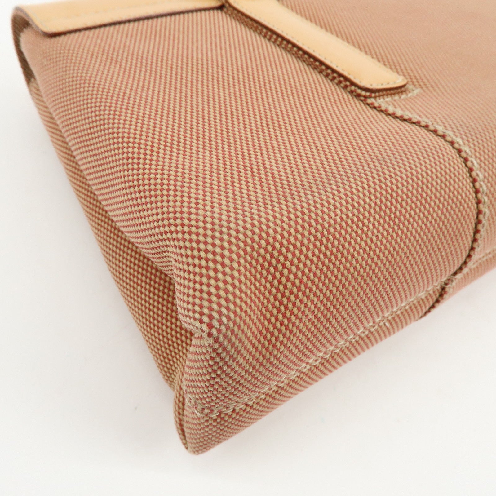 BVLGARI Canvas Leather Flap Shoulder Bag Hand Bag Beige Red