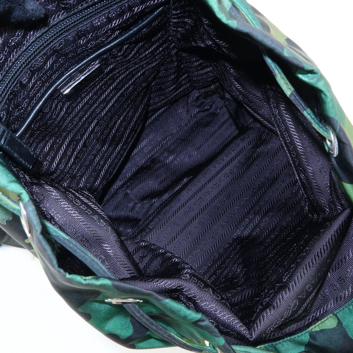 PRADA Triangle Logo Nylon Leather Backpack Rucksack Camouflage BZ0032