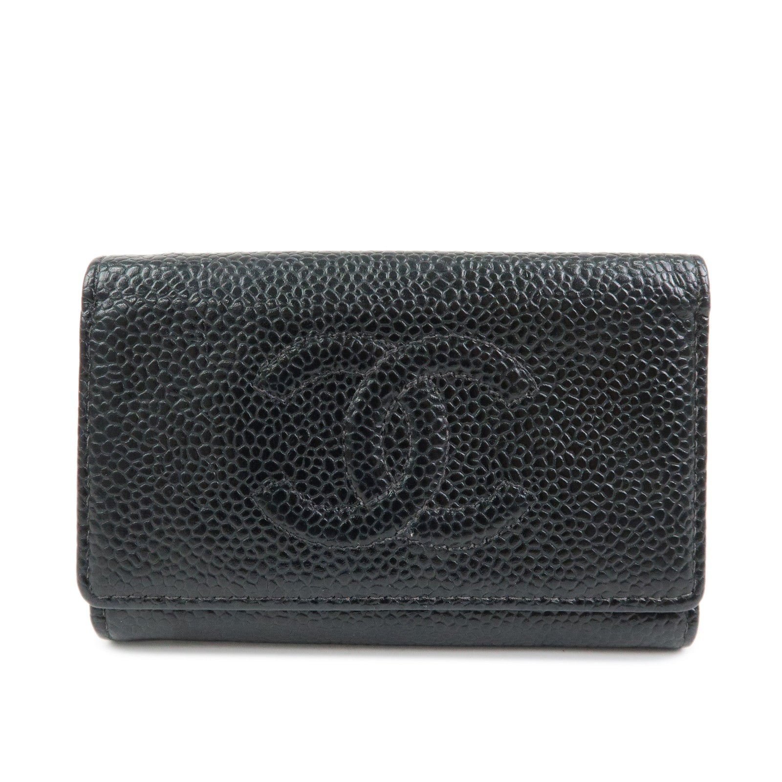 CHANEL COCO Mark Cavierskin Key Case Key Holder Black