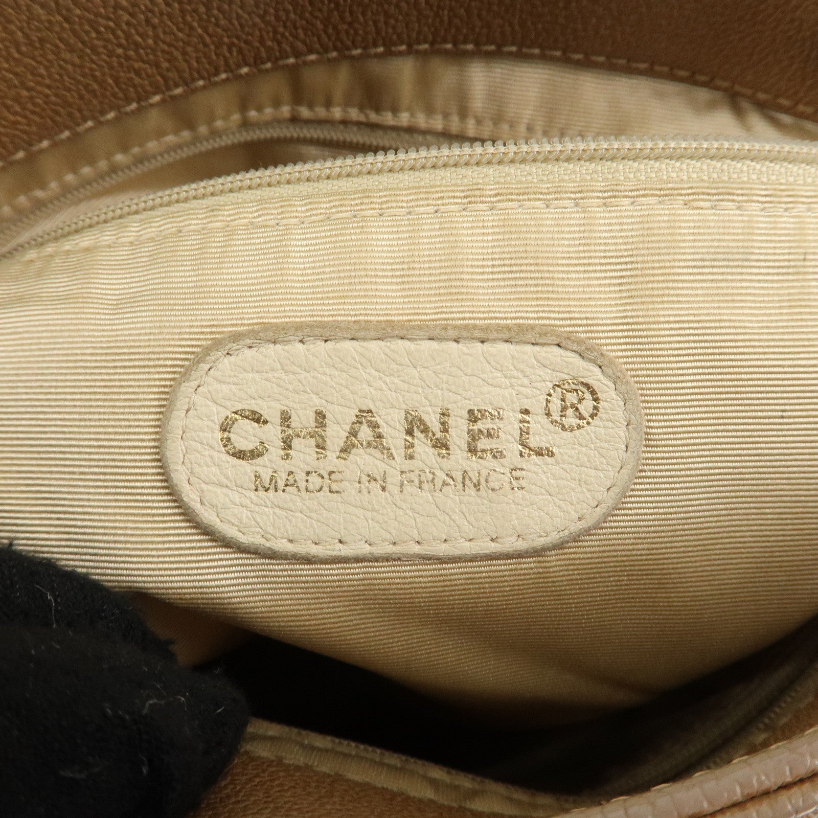 CHANEL COCO Mark Caviarskin Leather Bag Tote Bag Shoulder Bag Beige Used