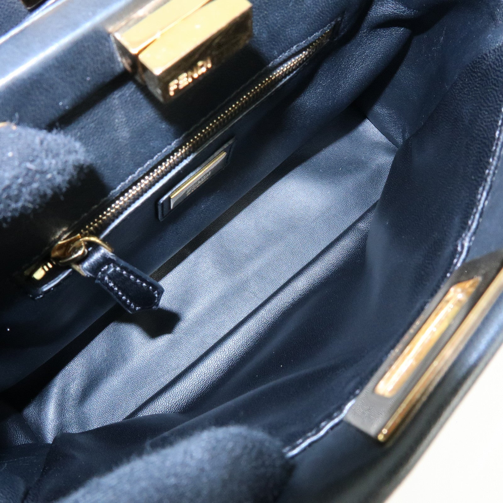 FENDI Peekaboo Mini Leather 2Way Hand Bag Shoulder Bag Black 8BN244