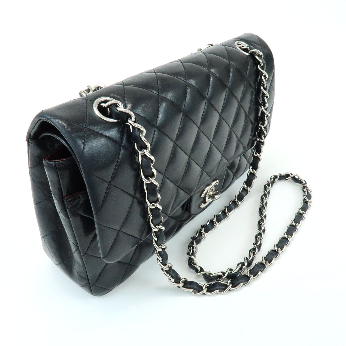 CHANEL Matelasse 25 Double Flap Lamb Skin Chain Shoulder Bag A01112