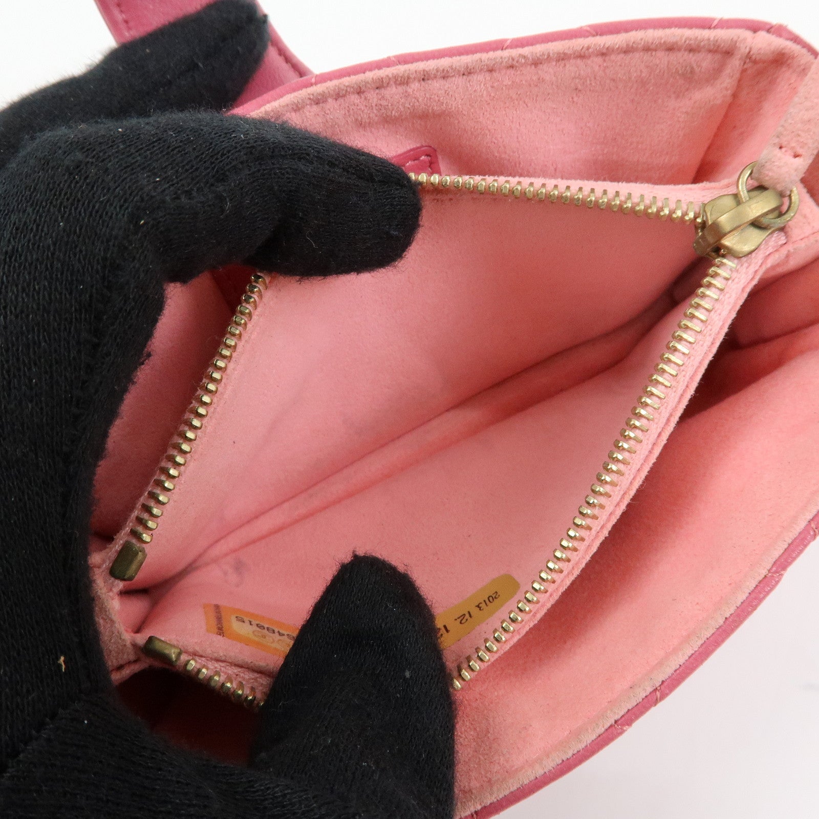 CHANEL Matelasse COCO Mark Lamb Skin Cosmetic Case Pouch Pink