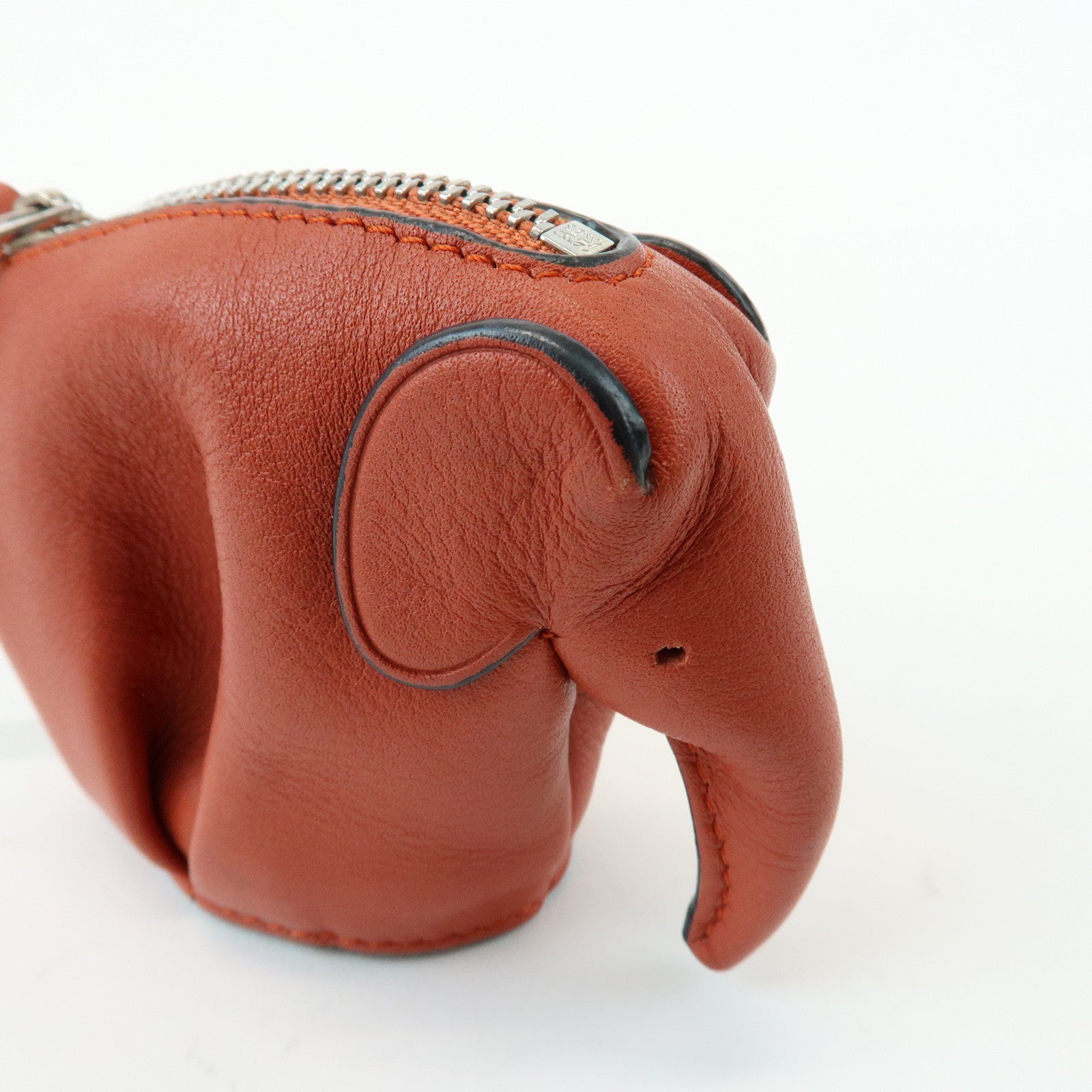 LOEWE Animal Collection Leather Elephant Coin Purse  Orange