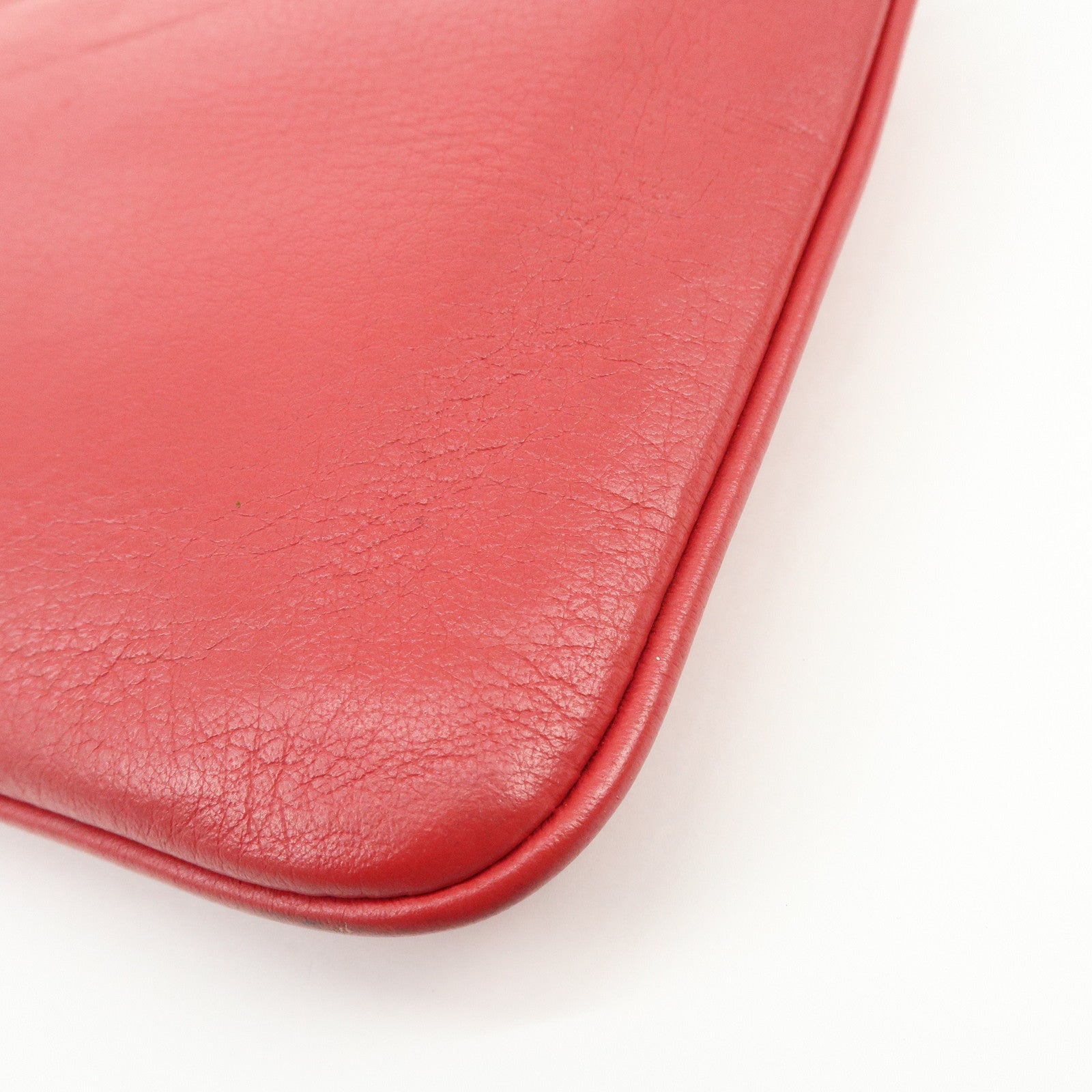 BALENCIAGA Leather Everyday Pouch Clutch Bag Flat Pouch Red 551992