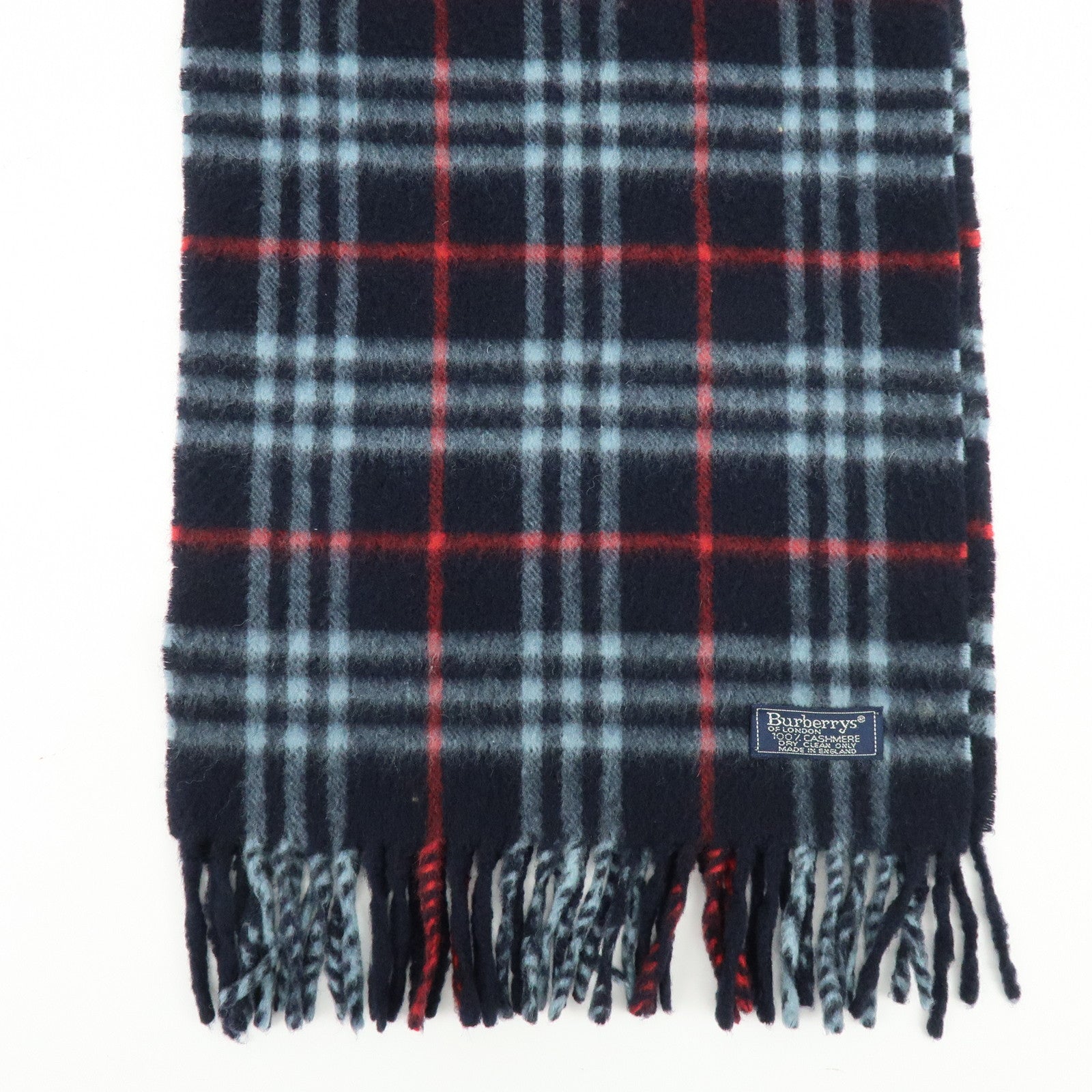 BURBERRY Nova Plaid Lot of 2 Cashmere100% Scarf Stole Red Navy