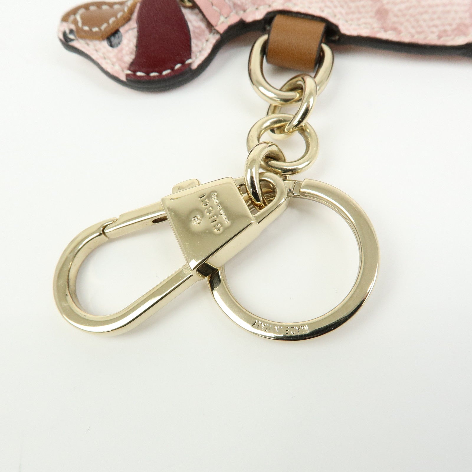 GUCCI Interlocking G Dog GG Supreme Leather Bag Charm Key Chain