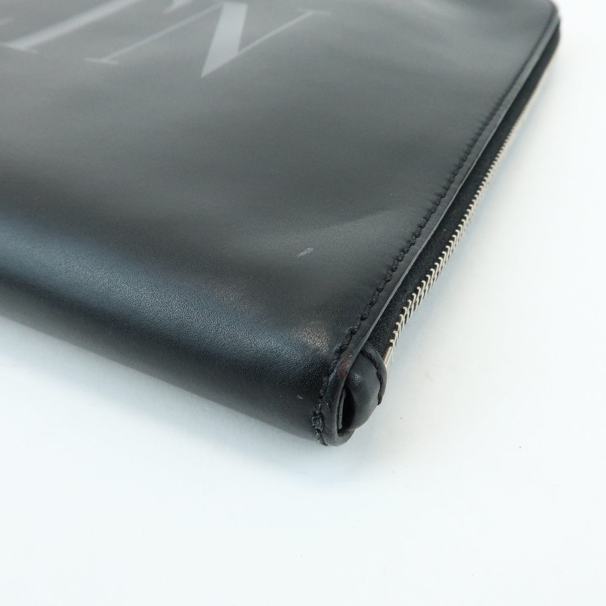 VALENTINO GARAVANI Leather Clutch Bag Flat Pouch Black
