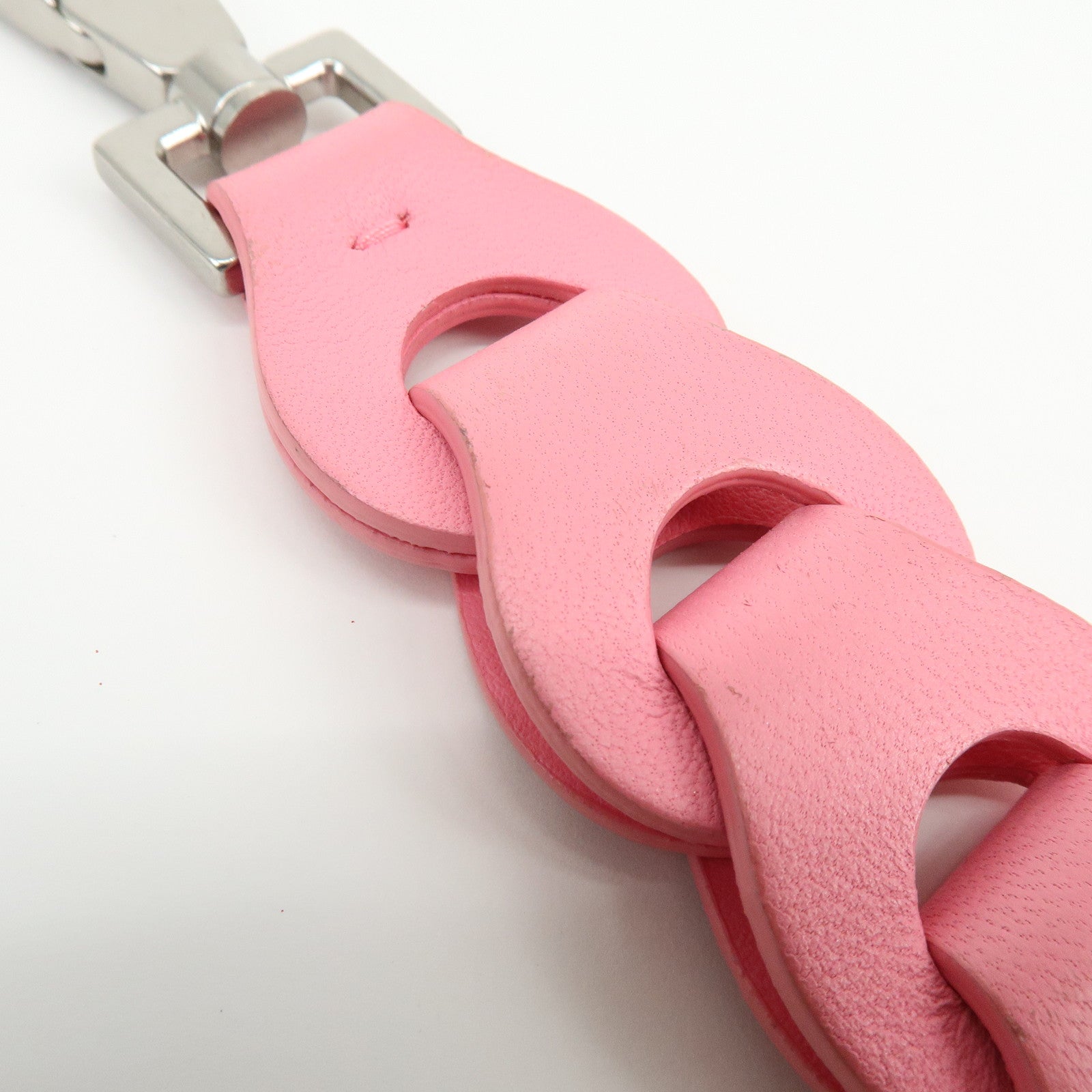 BOTTEGA VENETA Leather Metal Bag Charm Chain Motif Pink 577930