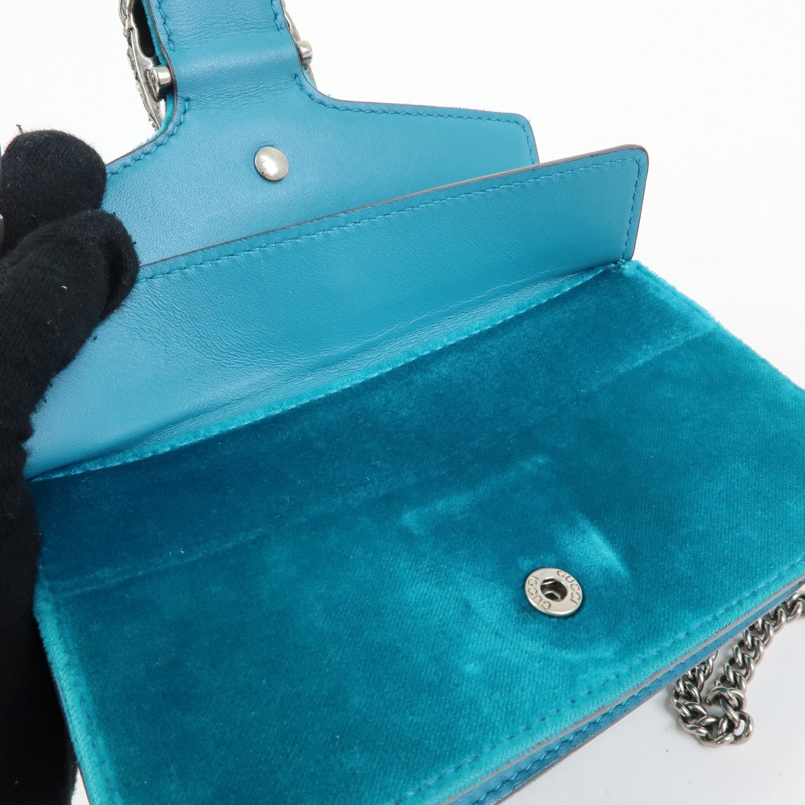 GUCCI Dionysus Super Mini Bag Velour Chain Shoulder Bag Green 476432