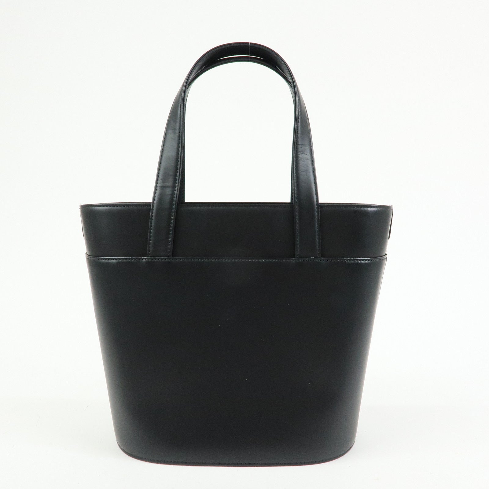 BURBERRY Nova Plaid Leather Canvas Tote Bag Hand Bag Black