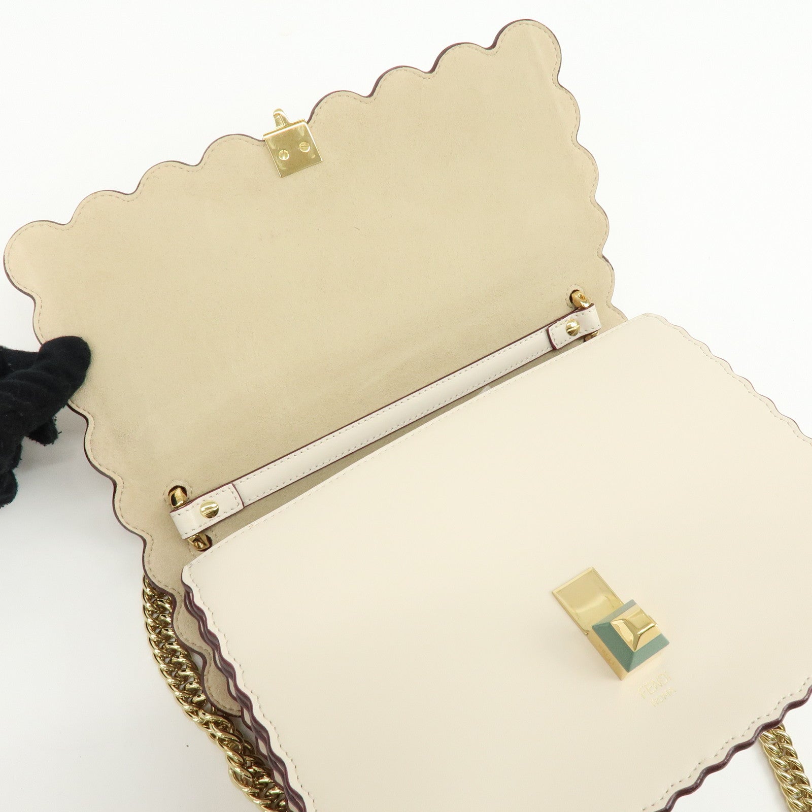 FENDI KAN I Leather 2Way Bag Shoulder Bag Hand Bag Beige 8BT283