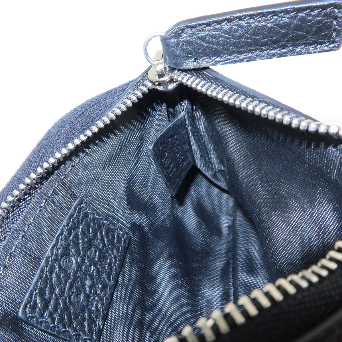GUCCI Double G Leather Coin Case Key Chain Black 795330
