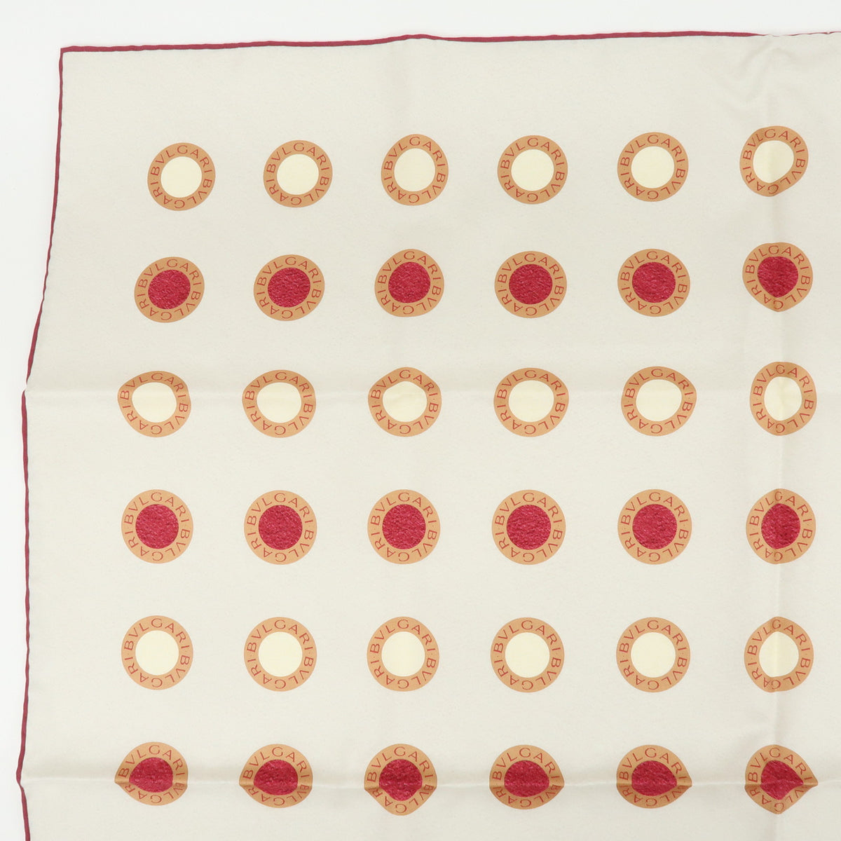 BVLGARI BVLGARI Silk 100% Scarf Shawl Off White Light Brown
