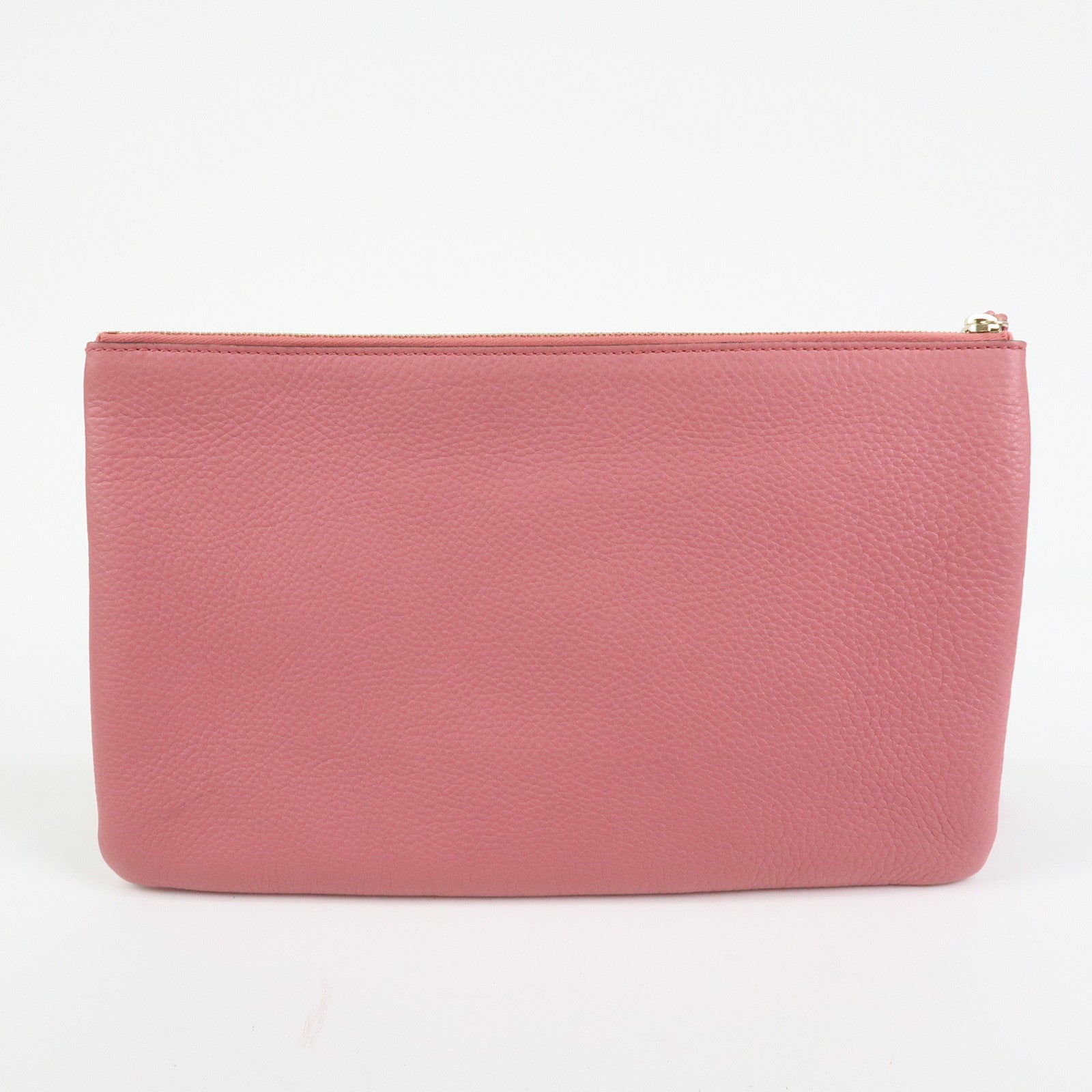 GUCCI Bamboo Leather Clutch Bag Pouch Tassel Charm Pink 376858
