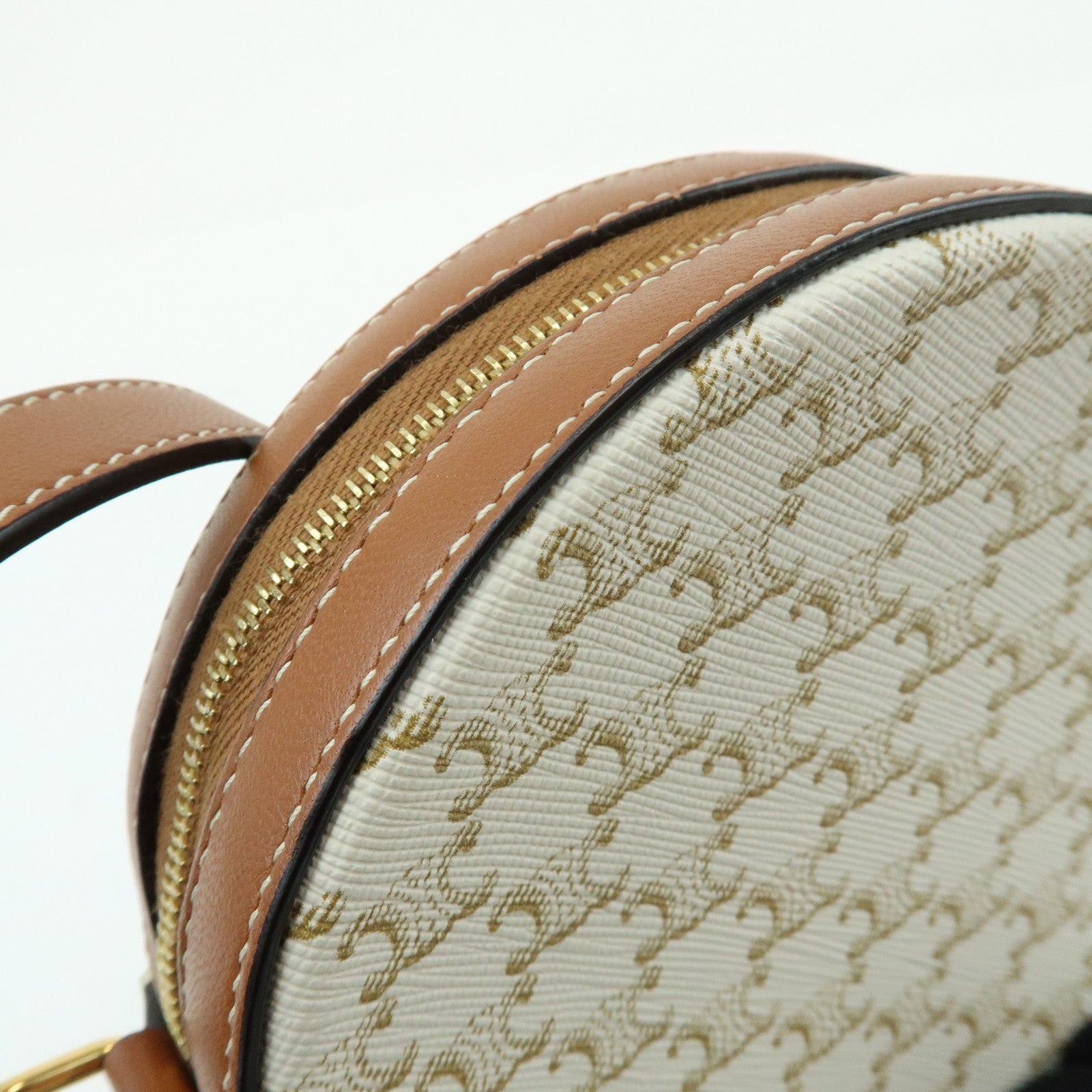 CELINE Macadam Leather Shoulder Bag Crossbody Bag Ivory Brown