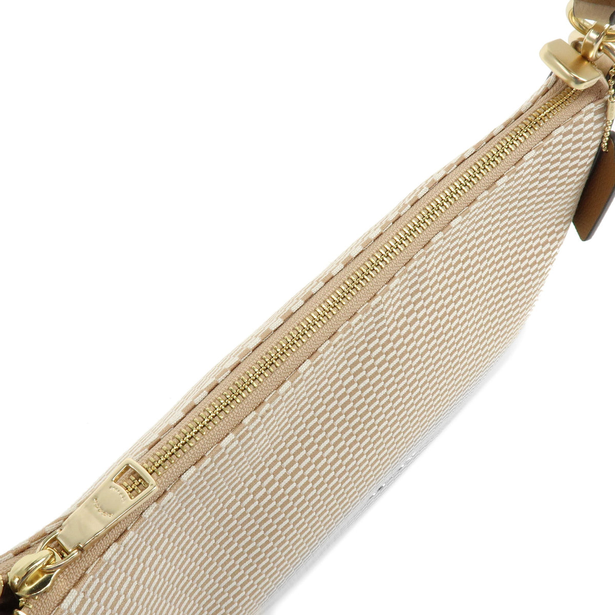 COACH Canvas Leather 2Way Shoulder Bag Hand Bag Beige