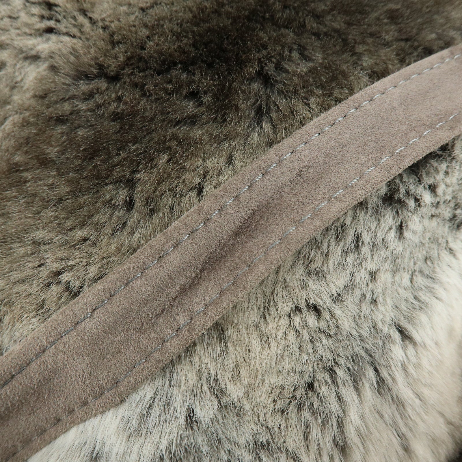 FENDI Zucca Mink like Fur Suede Backpack Rucksuck Gray