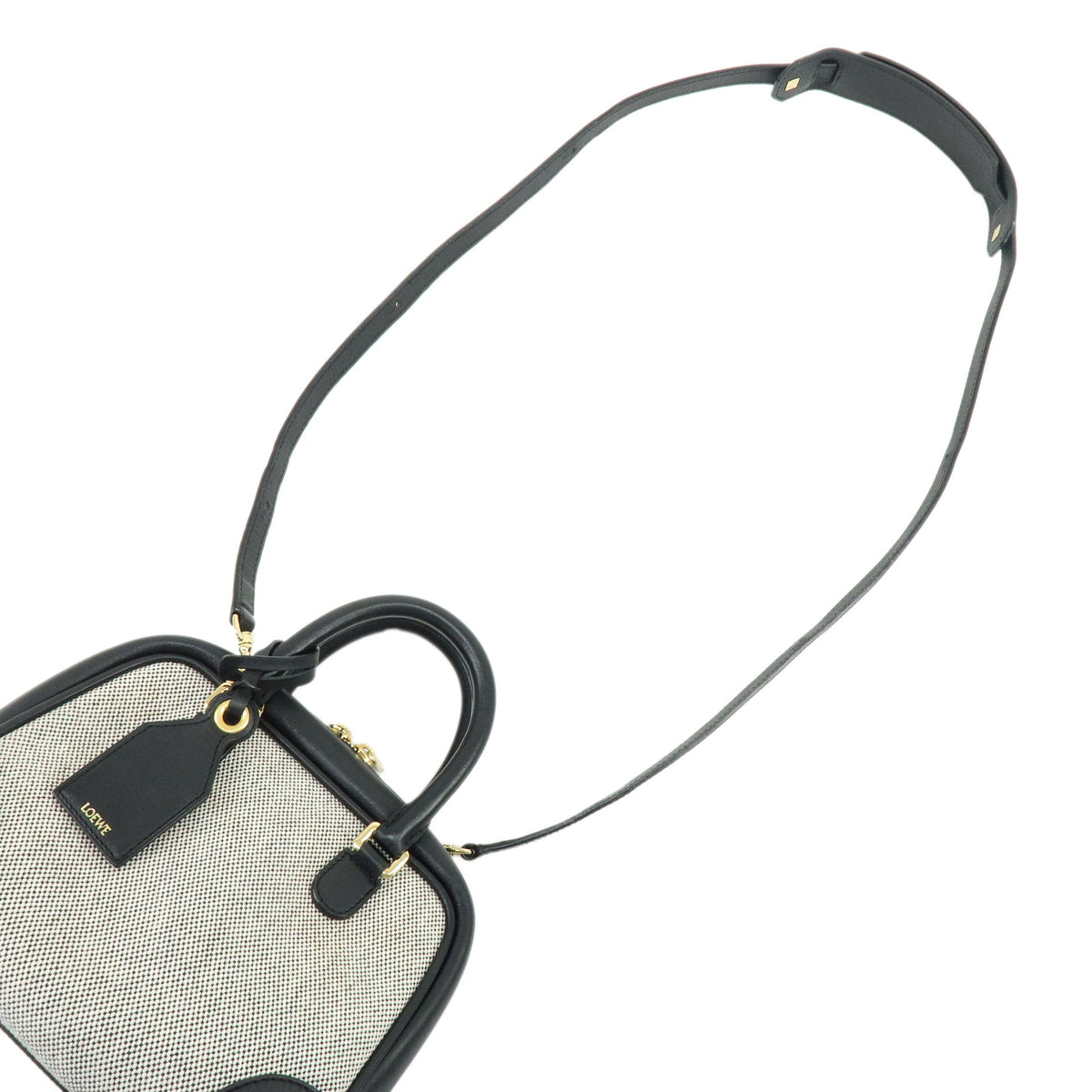 LOEWE Anagram Amazona Small Leather Hand Bag Black Natural