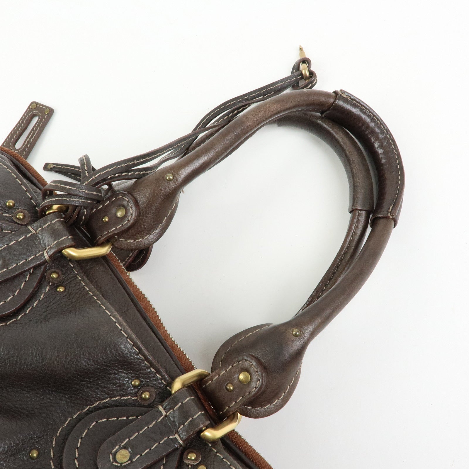 Chloe Paddington Leather Mini Hand Bag Shoulder Bag Brown