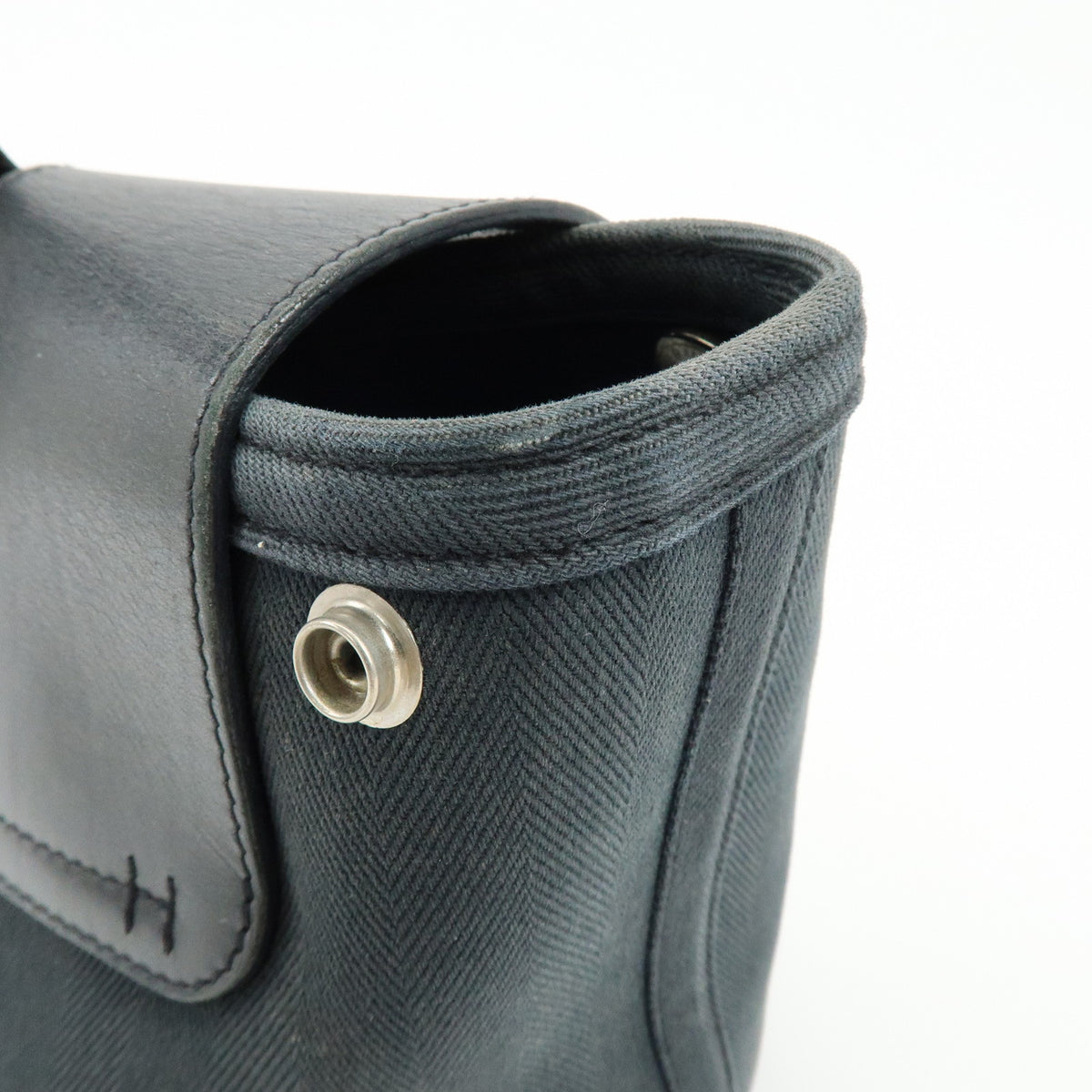 HERMES Valparaiso PM Canvas Leather Tote Bag Hand Bag Black