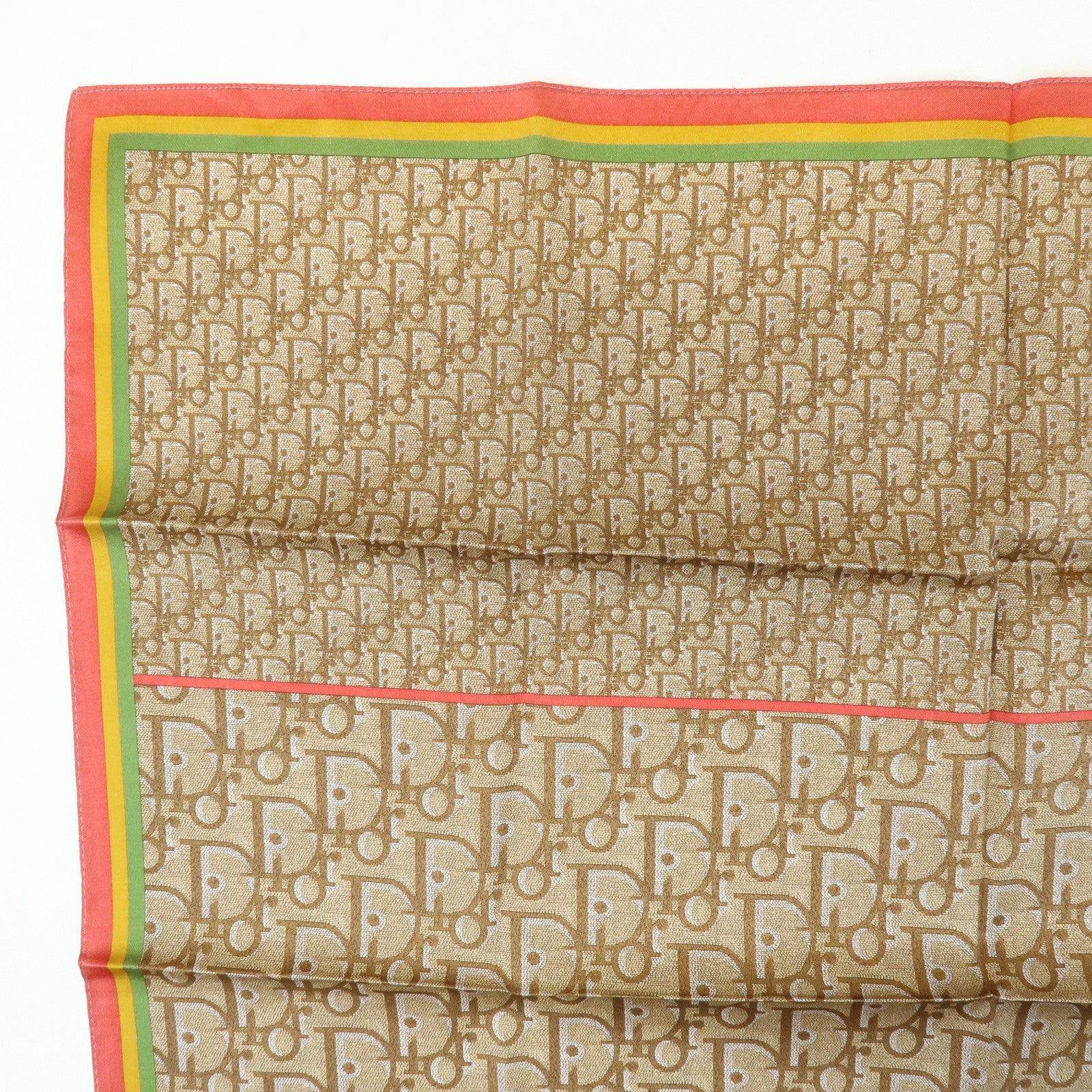Christian Dior Rasta Trotter Logo Silk Cotton Scarf Beige Red