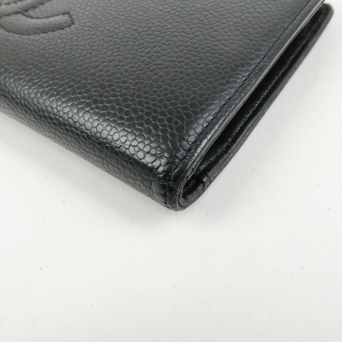 CHANEL COCO Mark Caviarskin Bi-fold Long Wallet  Black A82281