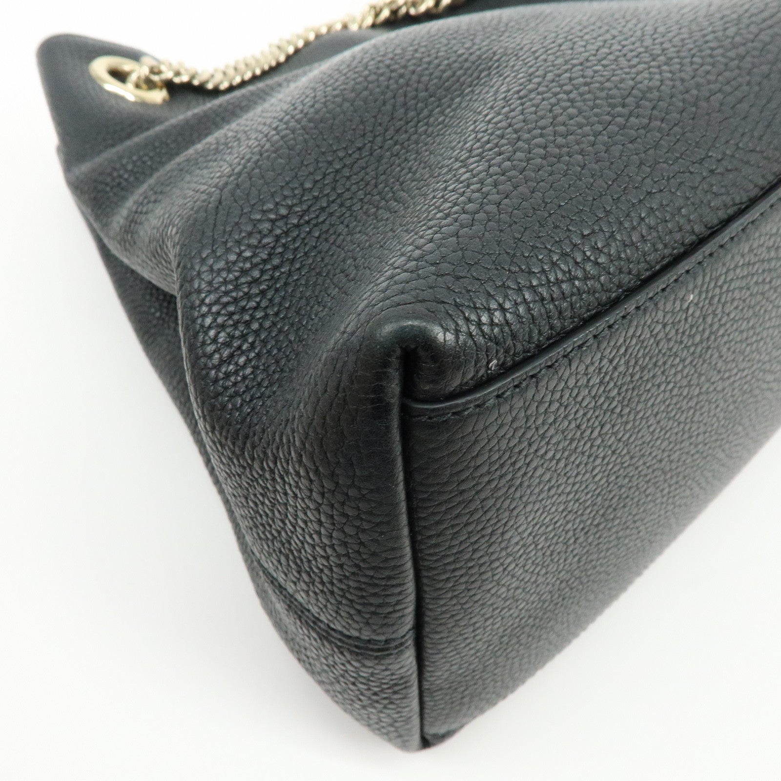 GUCCI SOHO Interlocking G Leather Chain Shoulder Bag Black 536196