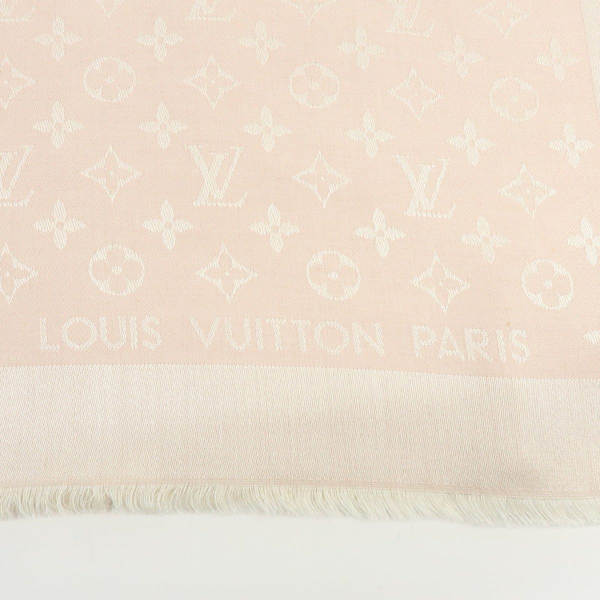 Louis Vuitton Monogram Silk Wool Scarf Shawl Light Pink
