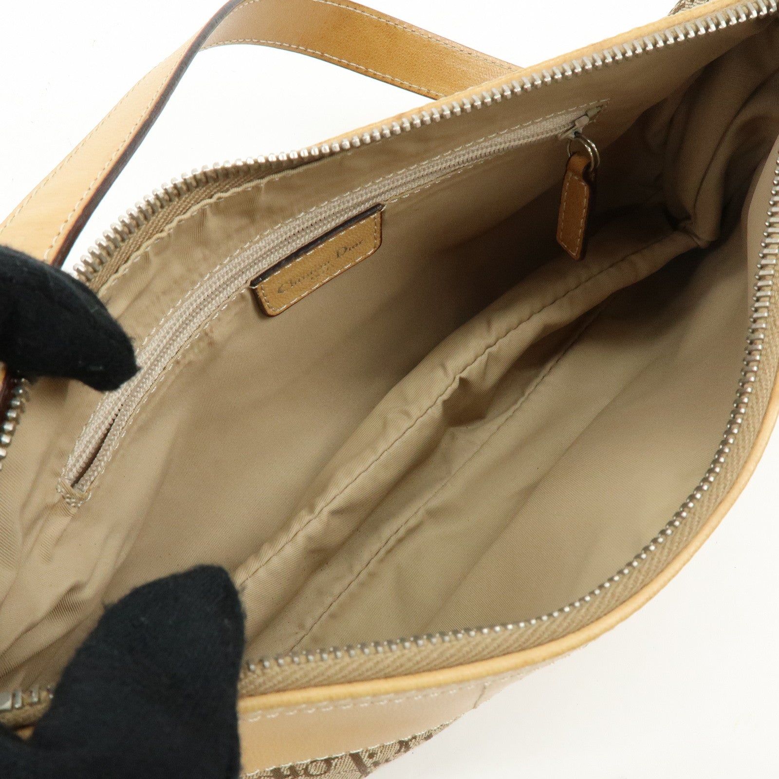 Christian Dior Street Chic Trotter Jacquard Canvas Leather Shoulder Bag