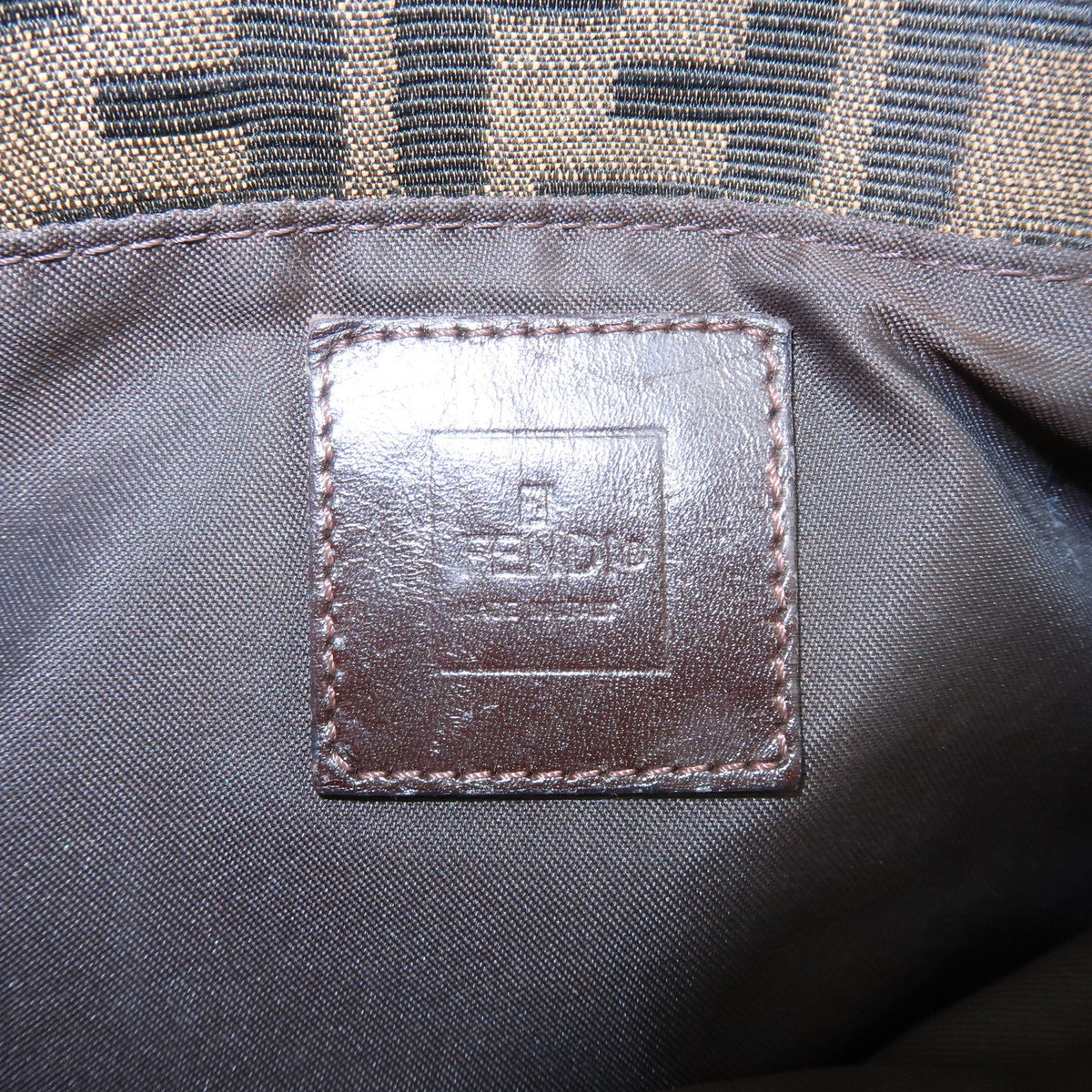 FENDI Zucca Canvas Leather Shoulder Bag Hand Bag Brown Black 26722
