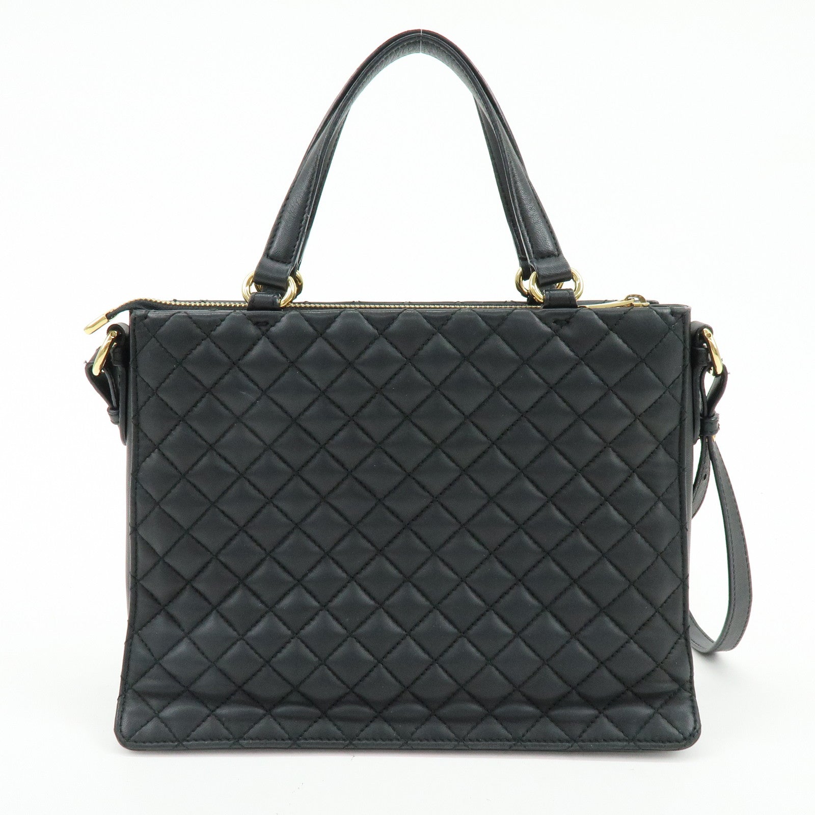 Ferragamo Vara Ribbon Leather 2Way Bag Hand Bag Shoulder Bag Black