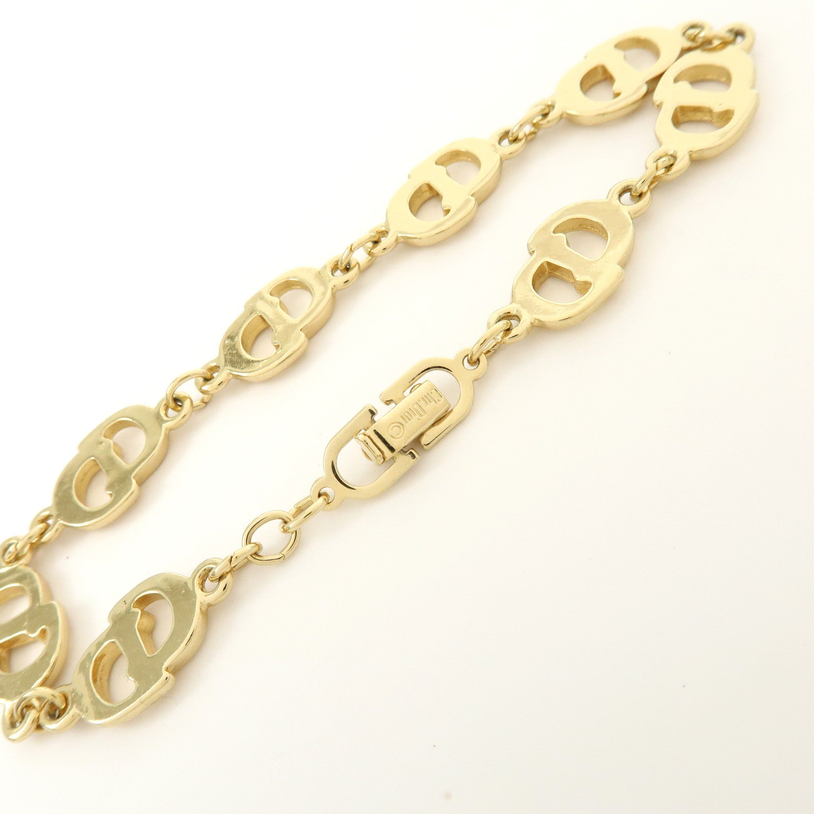 Christian Dior CD Logo Chain Metal Bracelet Gold