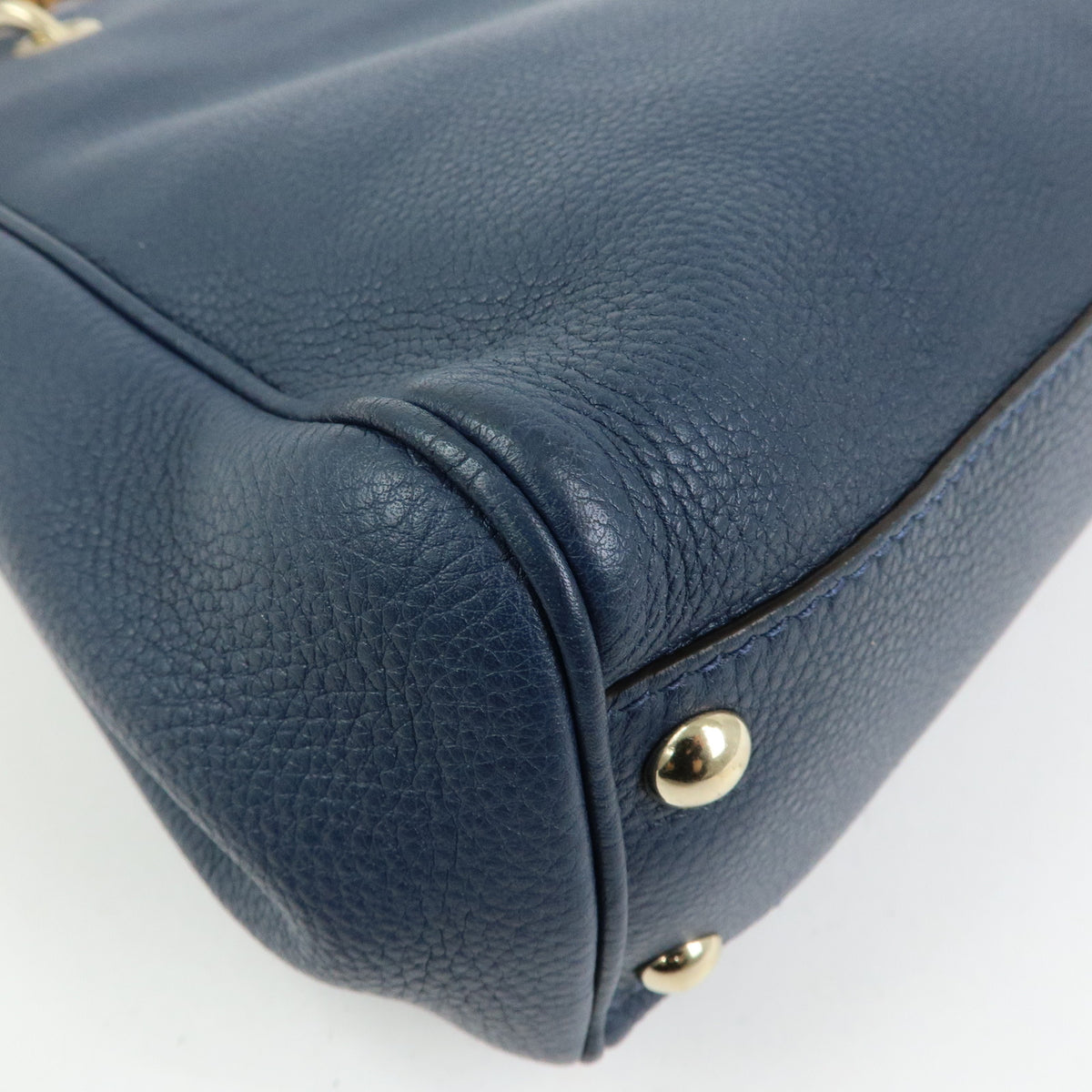 GUCCI Bamboo Shopper Small Leather 2Way Bag Tote Bag Navy 336032