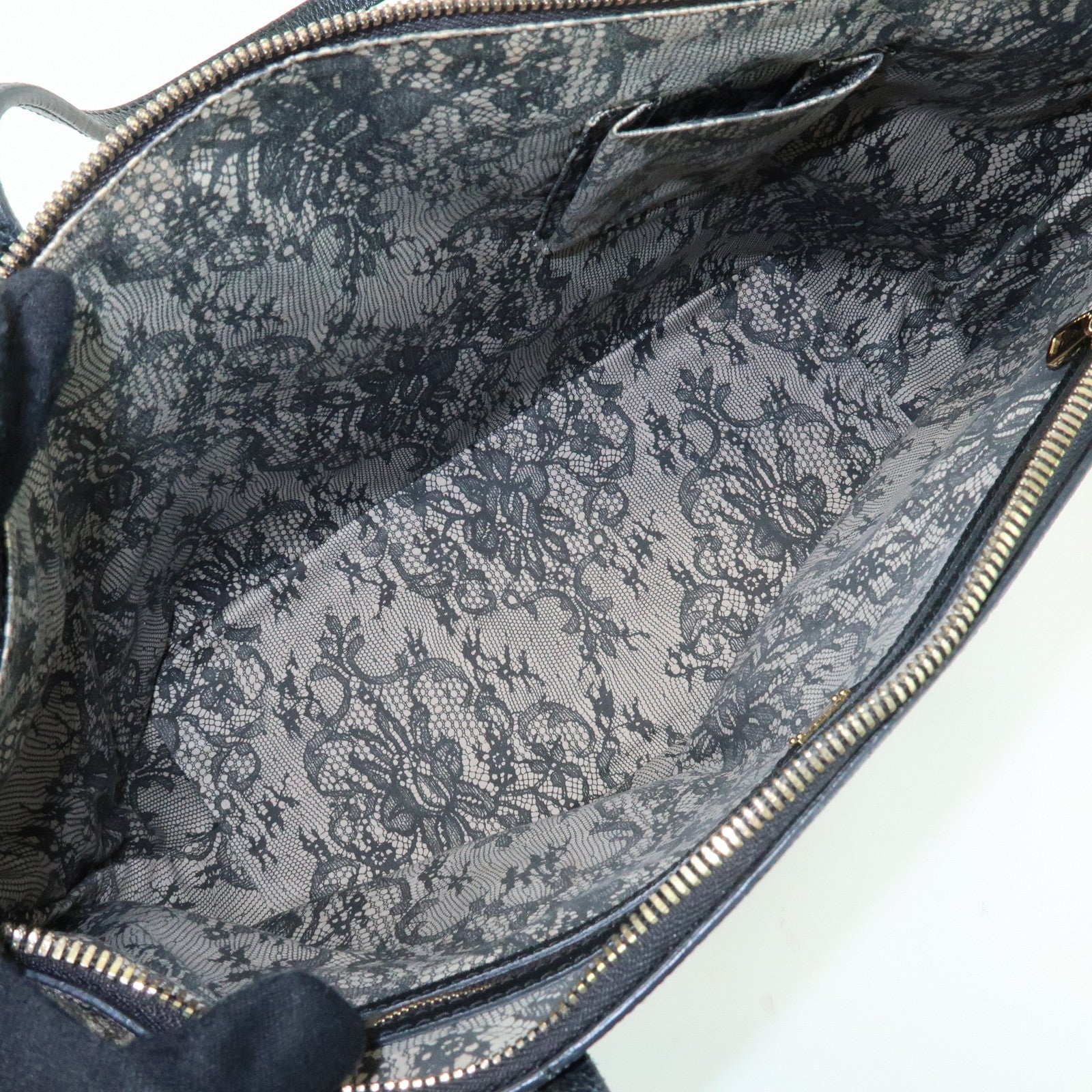Dolce & Gabbana PVC Leather Tote Bag Shoulder Bag Lace Print Ivory