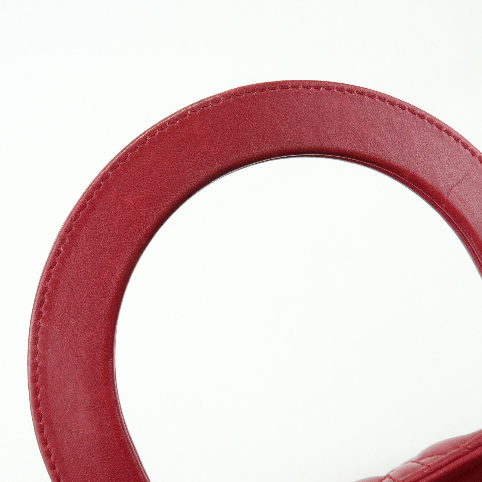 Christian Dior Lady Dior Cannage Lamb Skin Hand Bag Red