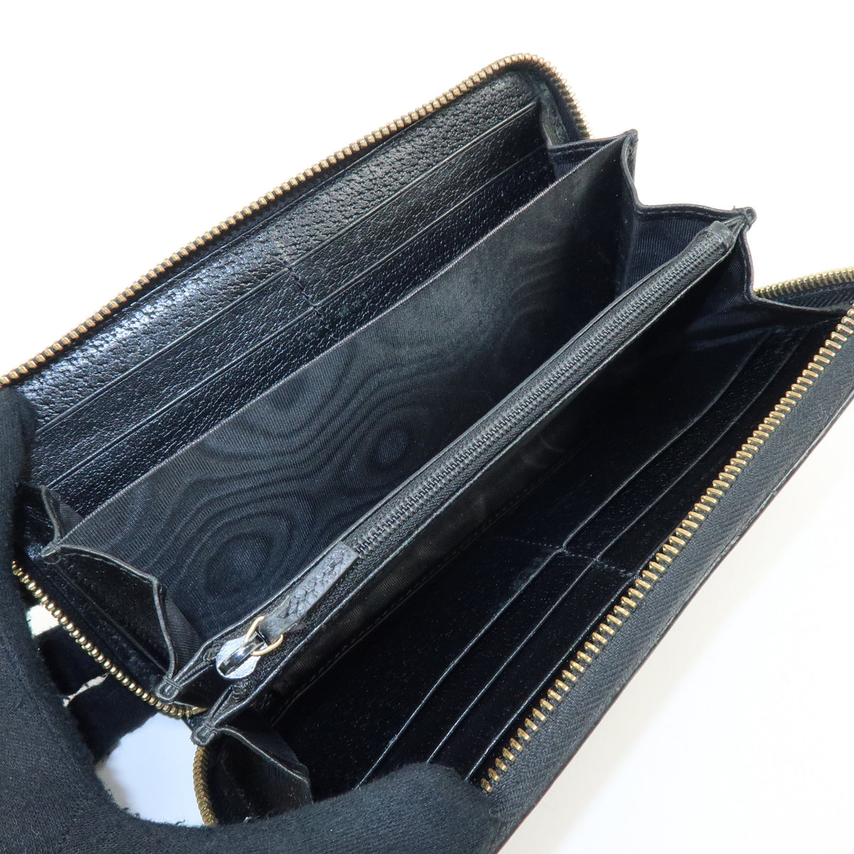 GUCCI Ophidia Sherry Double G Leather Round Zippy Wallet Black 523154